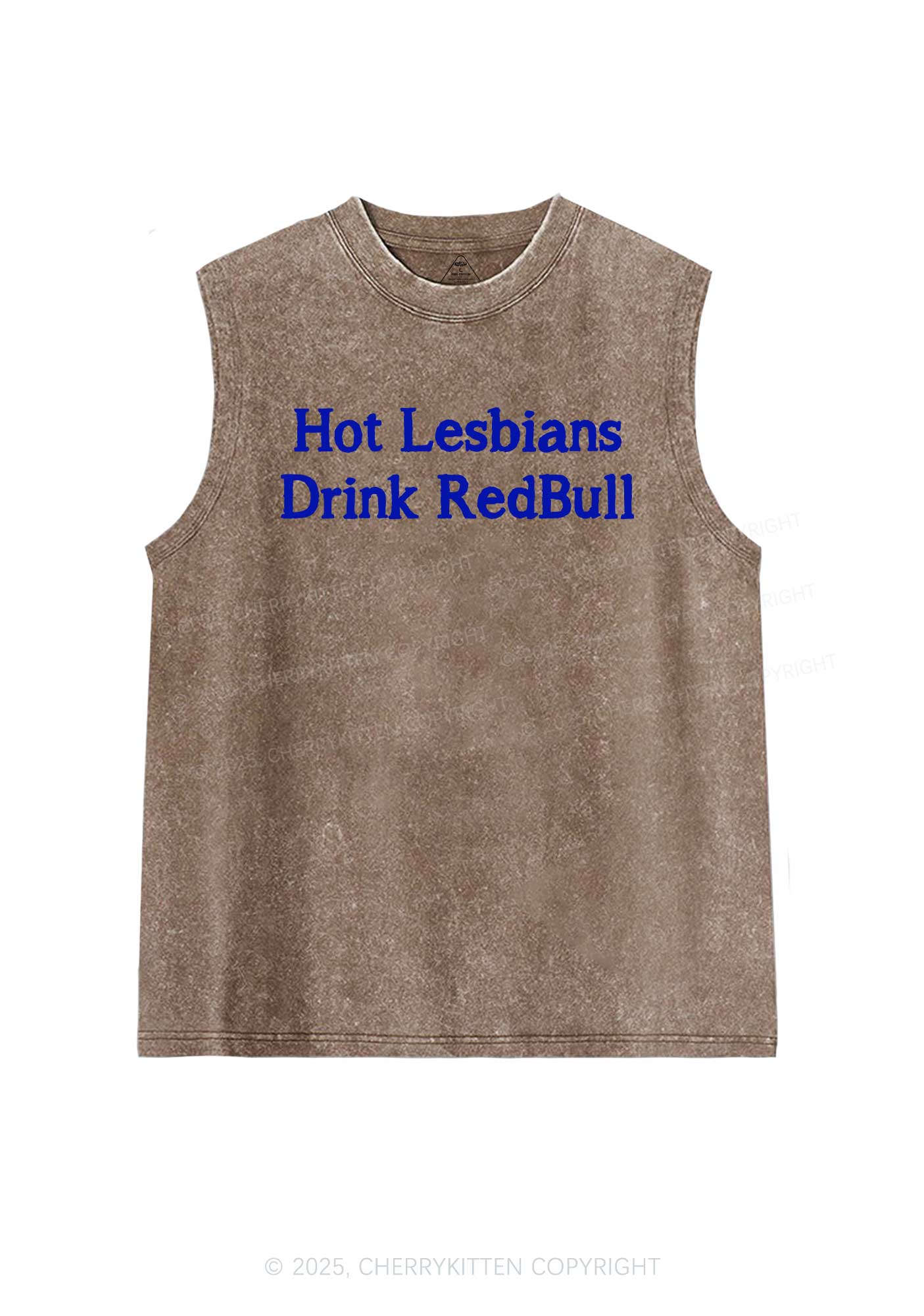 Hot Lesbians Drink Red Pride Y2K Washed Muscle Tank Cherrykitten - Image 6