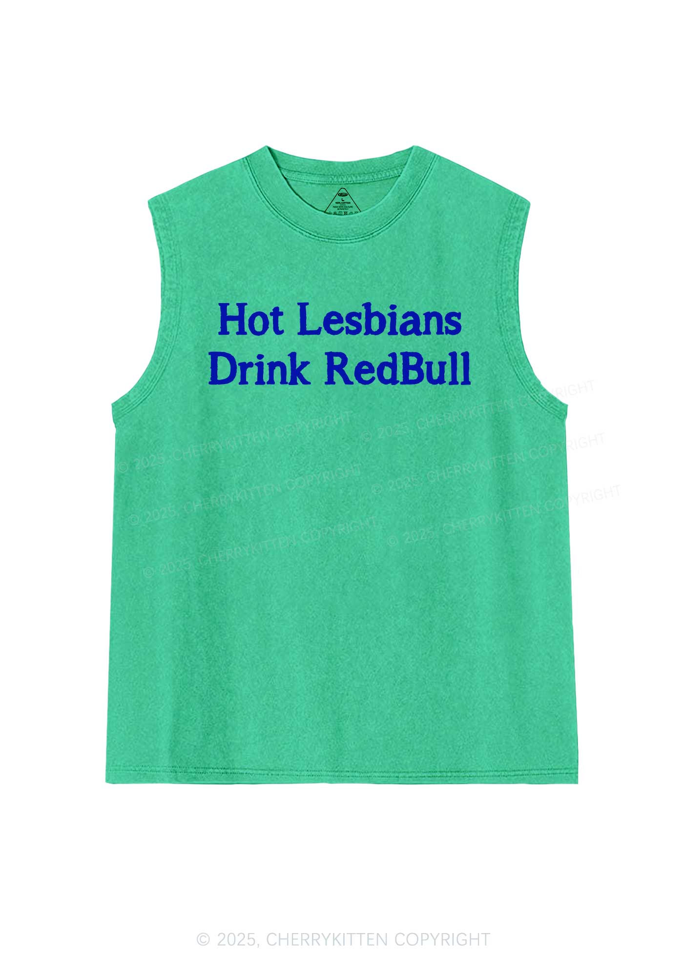 Hot Lesbians Drink Red Pride Y2K Washed Muscle Tank Cherrykitten - Image 7
