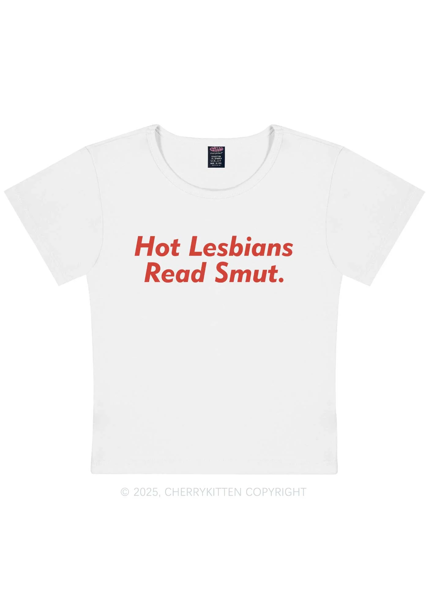 Hot Lesbians Read Smxt Y2K Baby Tee Cherrykitten - Image 6