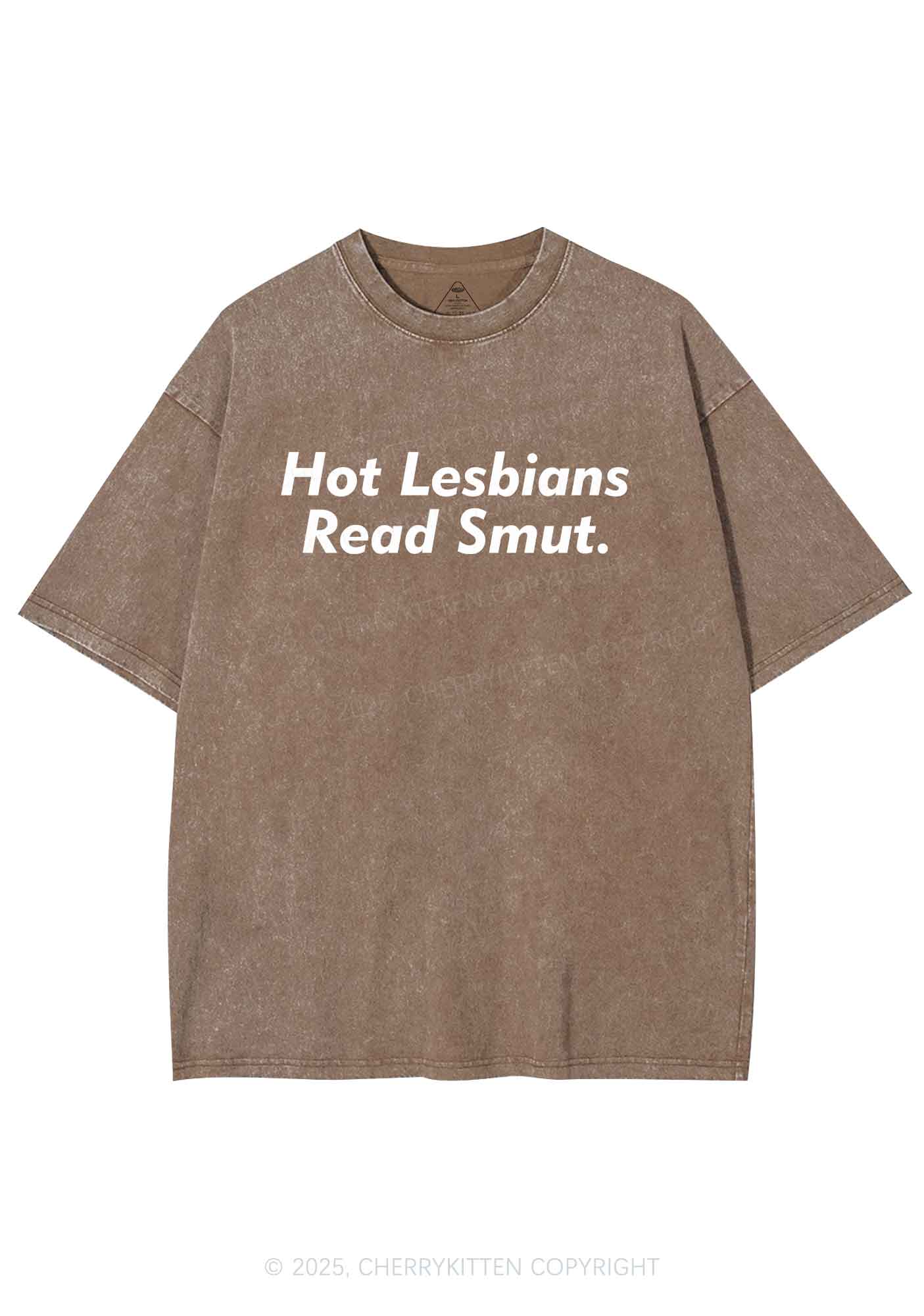 Hot Lesbians Read Smxt Y2K Shirts Washed Tee Cherrykitten - Image 7