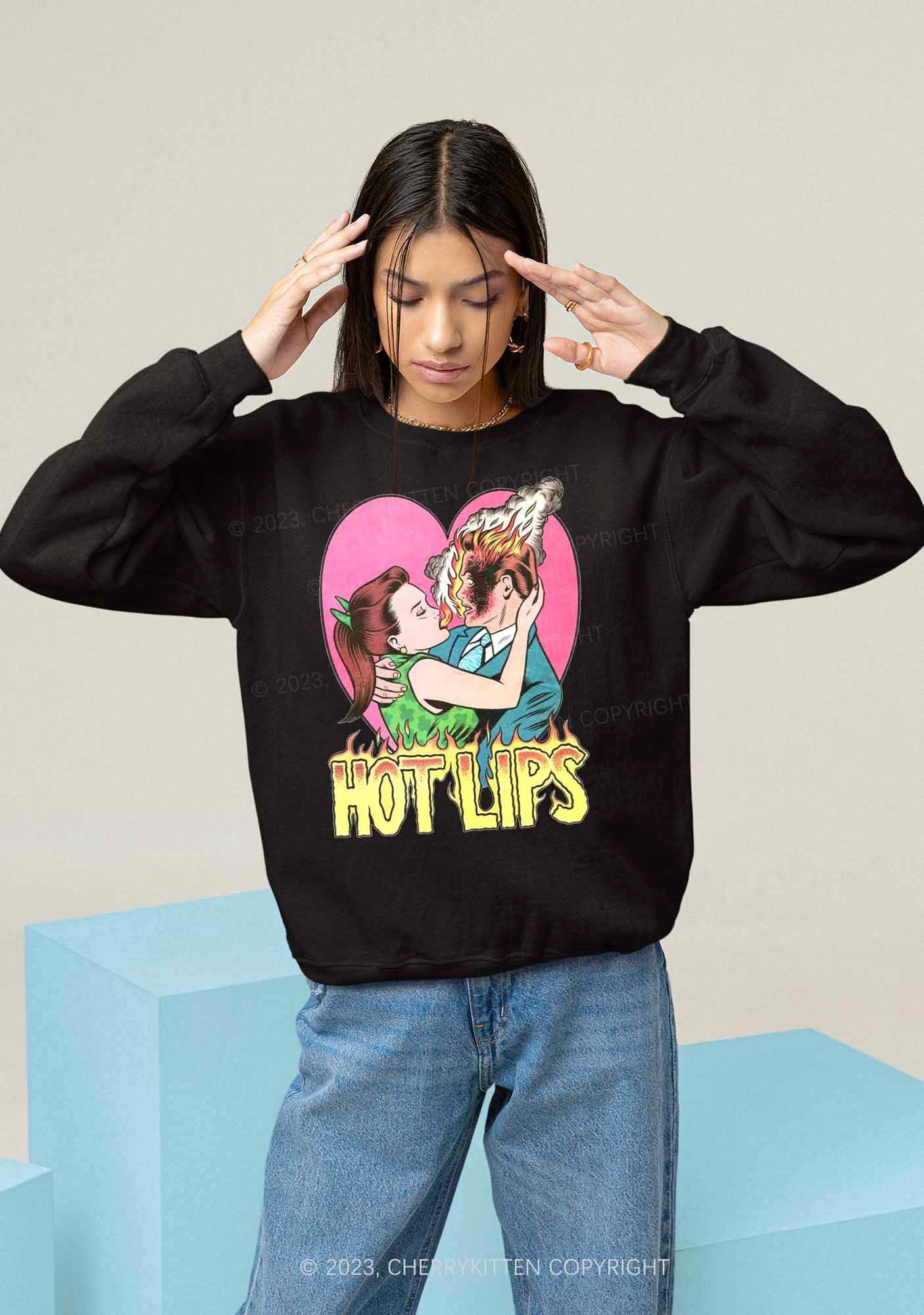Hot Lips Y2K Sweatshirt Cherrykitten - Image 2