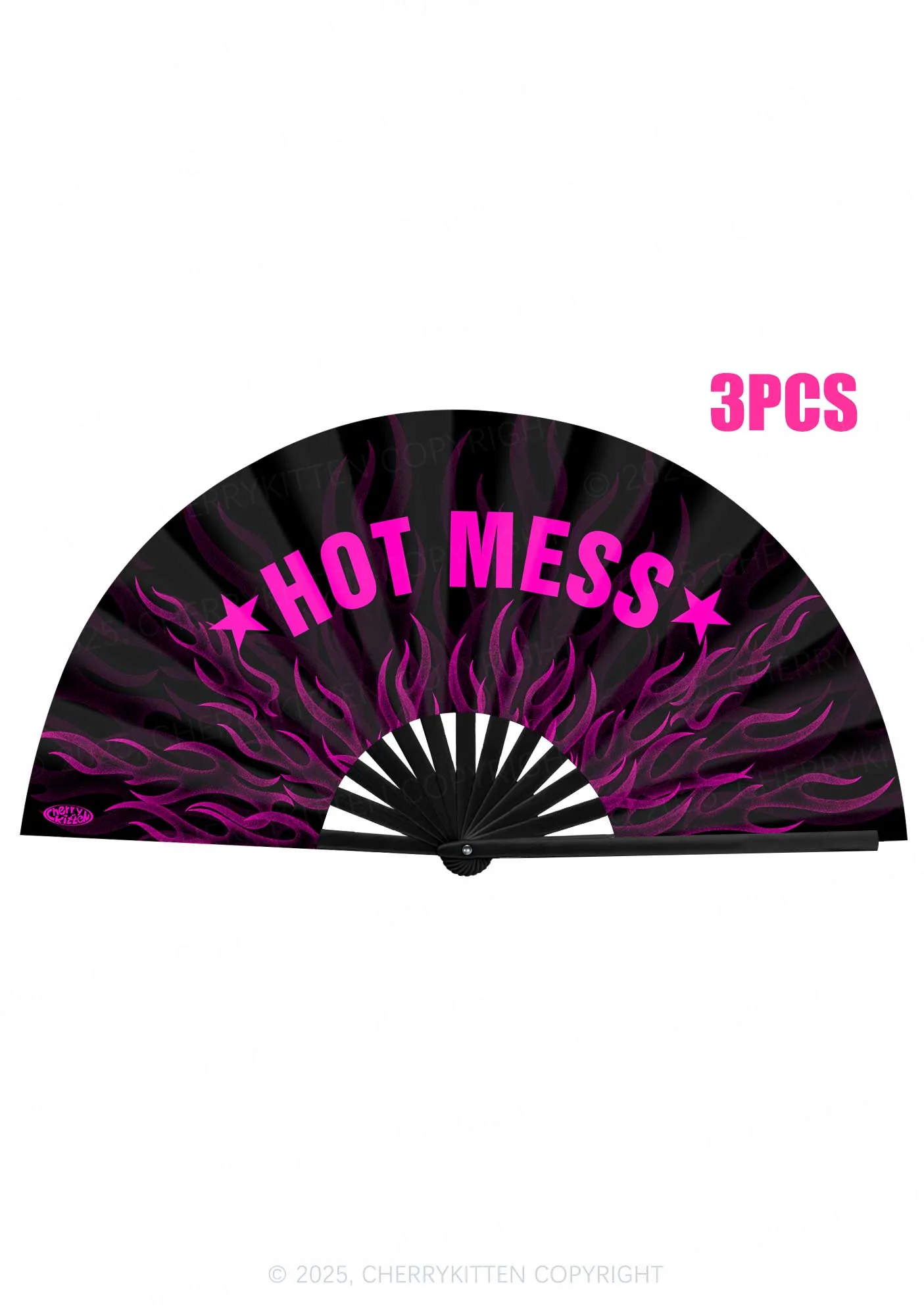 Hot Mess Y2K Rave Hand Fan Cherrykitten - Image 3