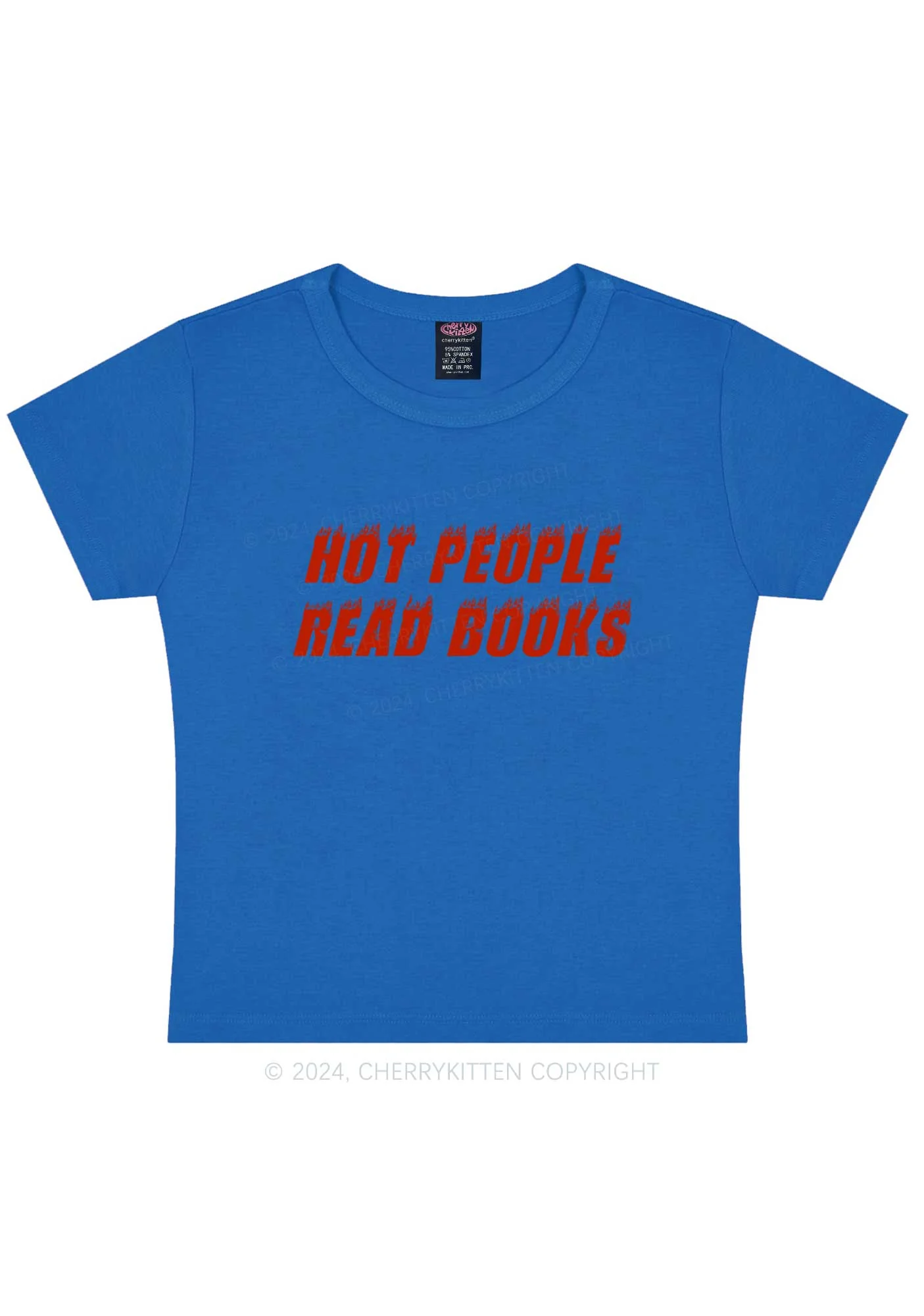 Hot People Read Books Y2K Baby Tee Cherrykitten - Image 11