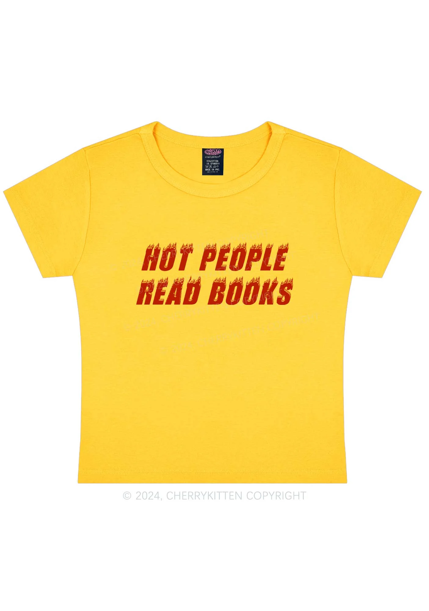 Hot People Read Books Y2K Baby Tee Cherrykitten - Image 2