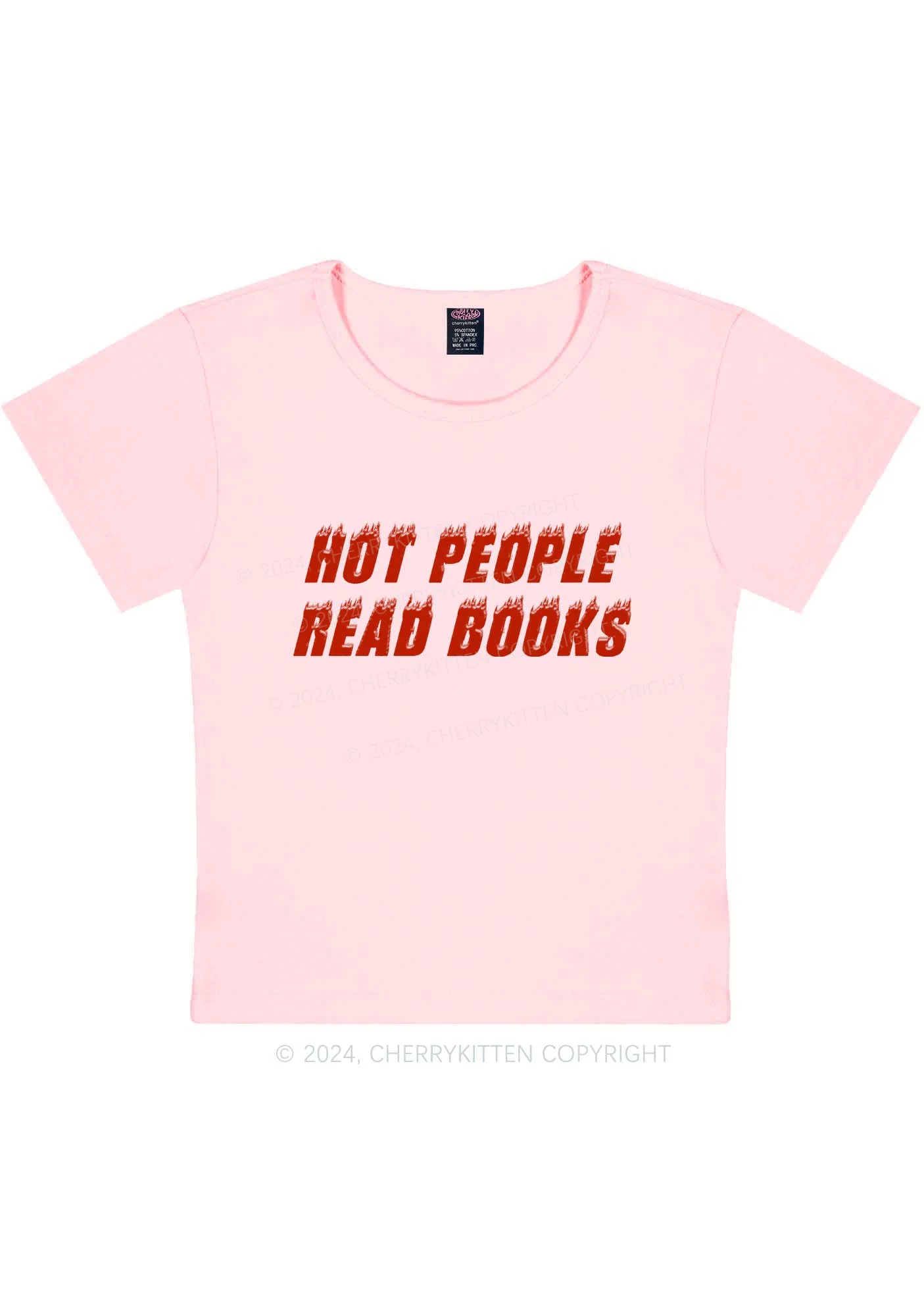 Hot People Read Books Y2K Baby Tee Cherrykitten - Image 8