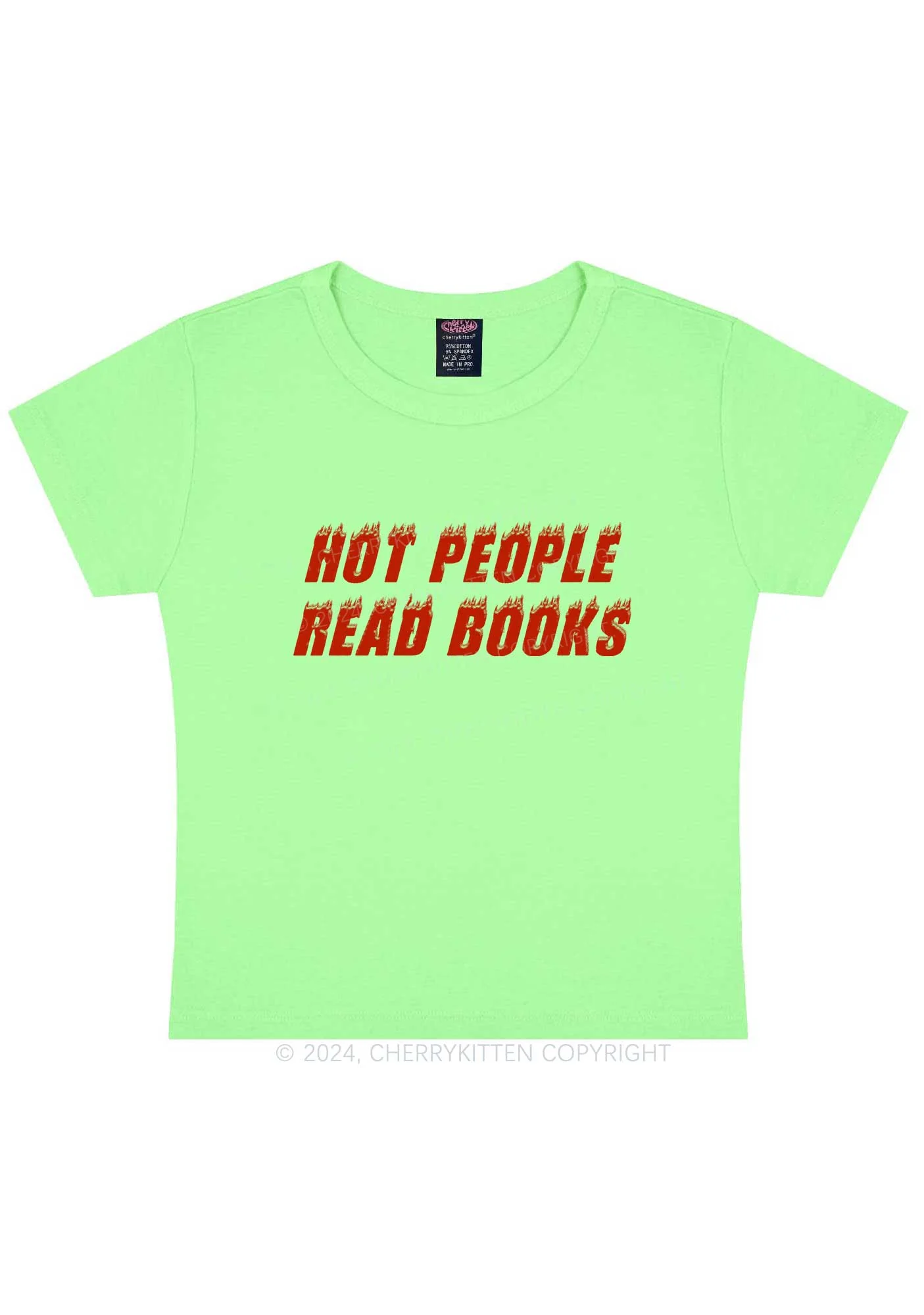 Hot People Read Books Y2K Baby Tee Cherrykitten - Image 9
