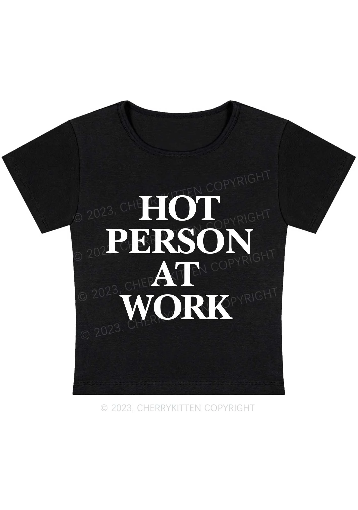 Hot Person At Work Y2K Baby Tee Cherrykitten - Image 3