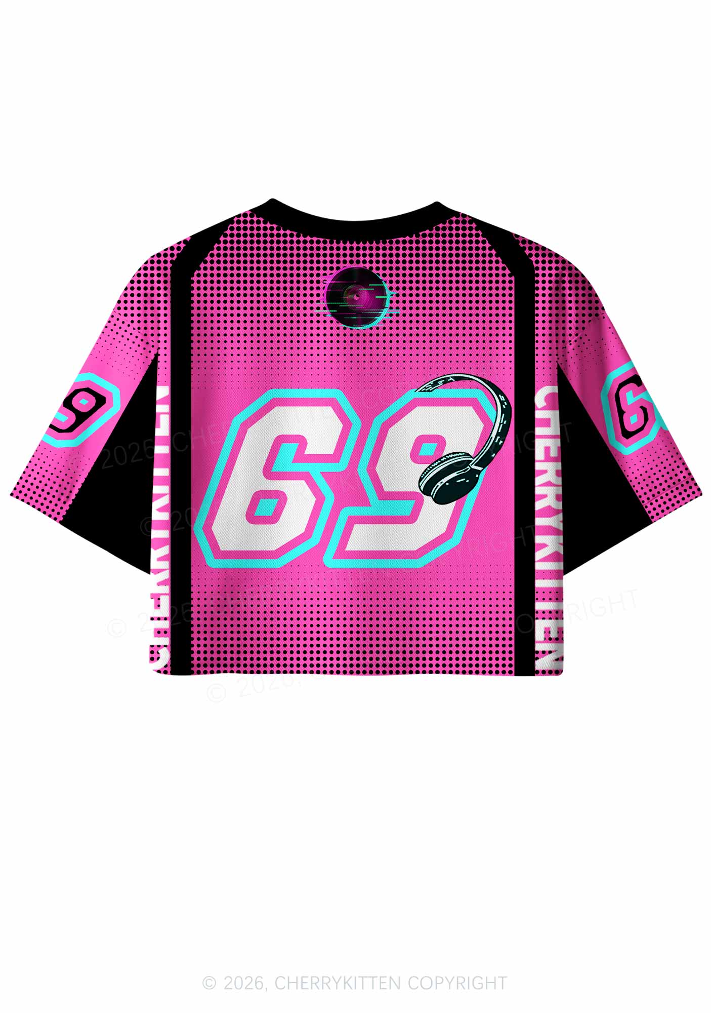Hot Pink Dibs On The DJ Y2K Crop Sport Jersey Shirts Cherrykitten - Image 4