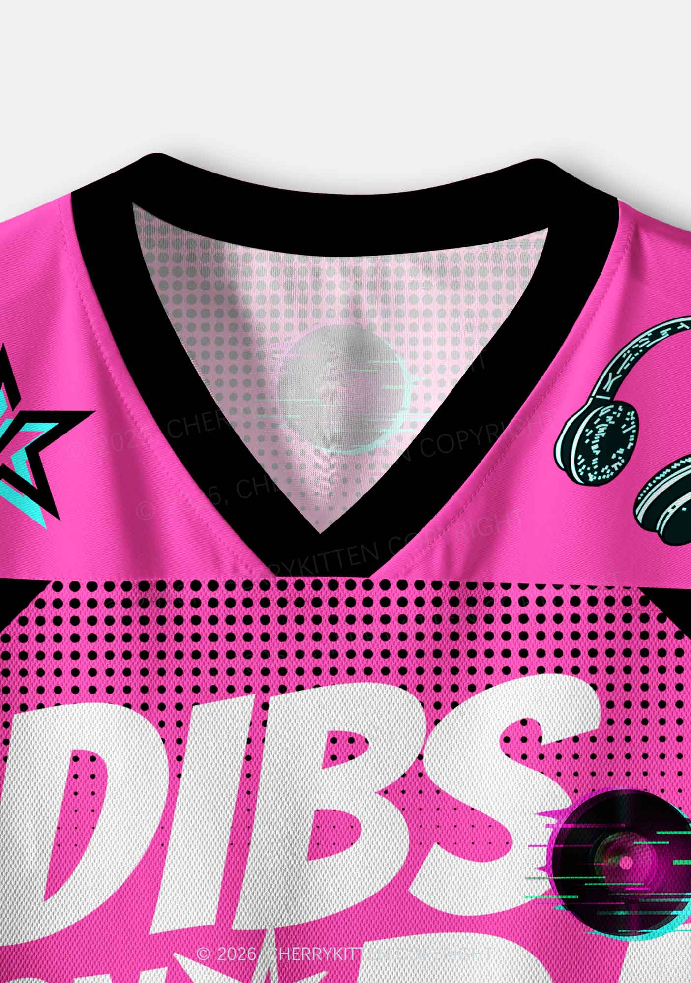 Hot Pink Dibs On The DJ Y2K Crop Sport Jersey Shirts Cherrykitten - Image 5