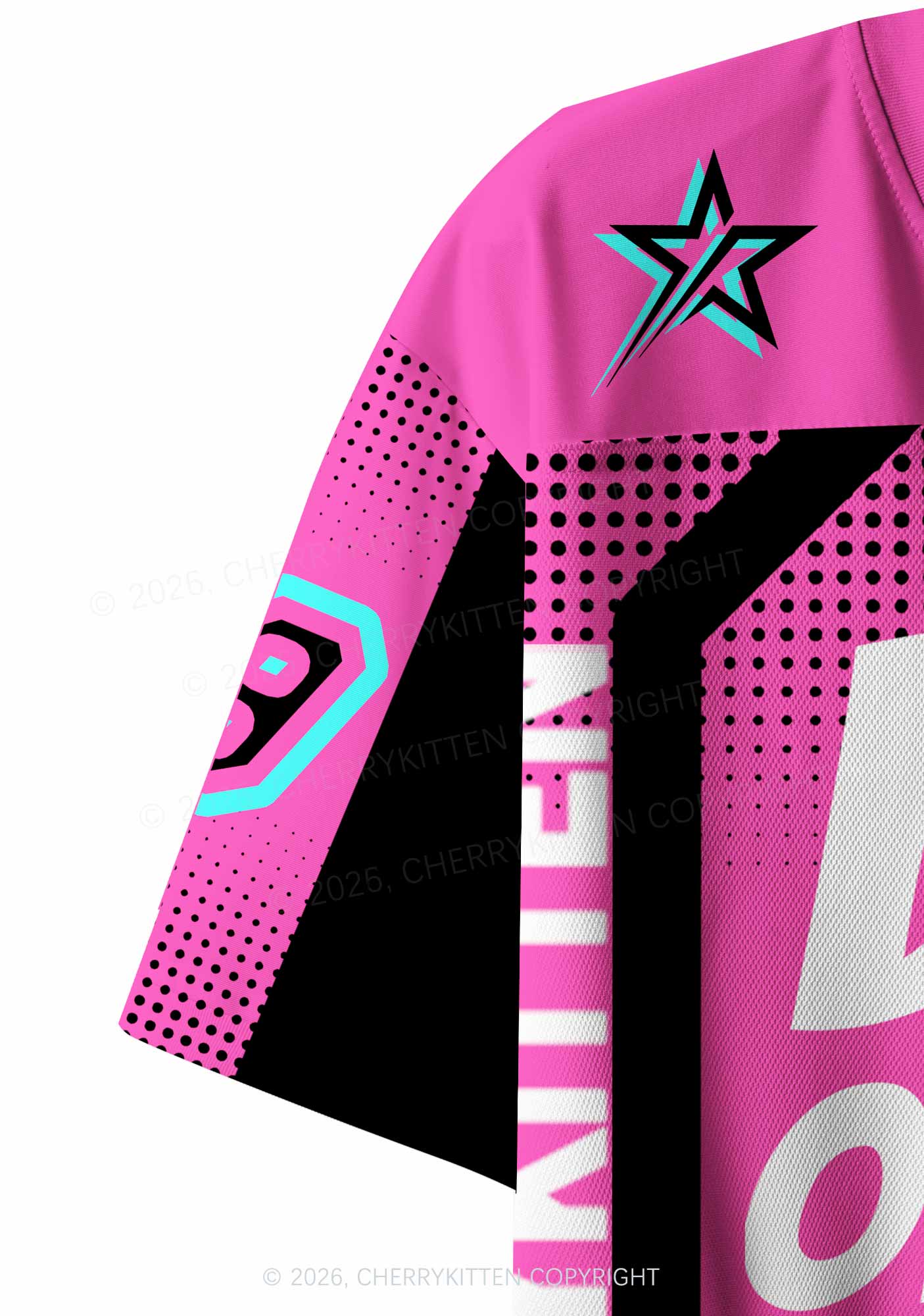 Hot Pink Dibs On The DJ Y2K Crop Sport Jersey Shirts Cherrykitten - Image 7
