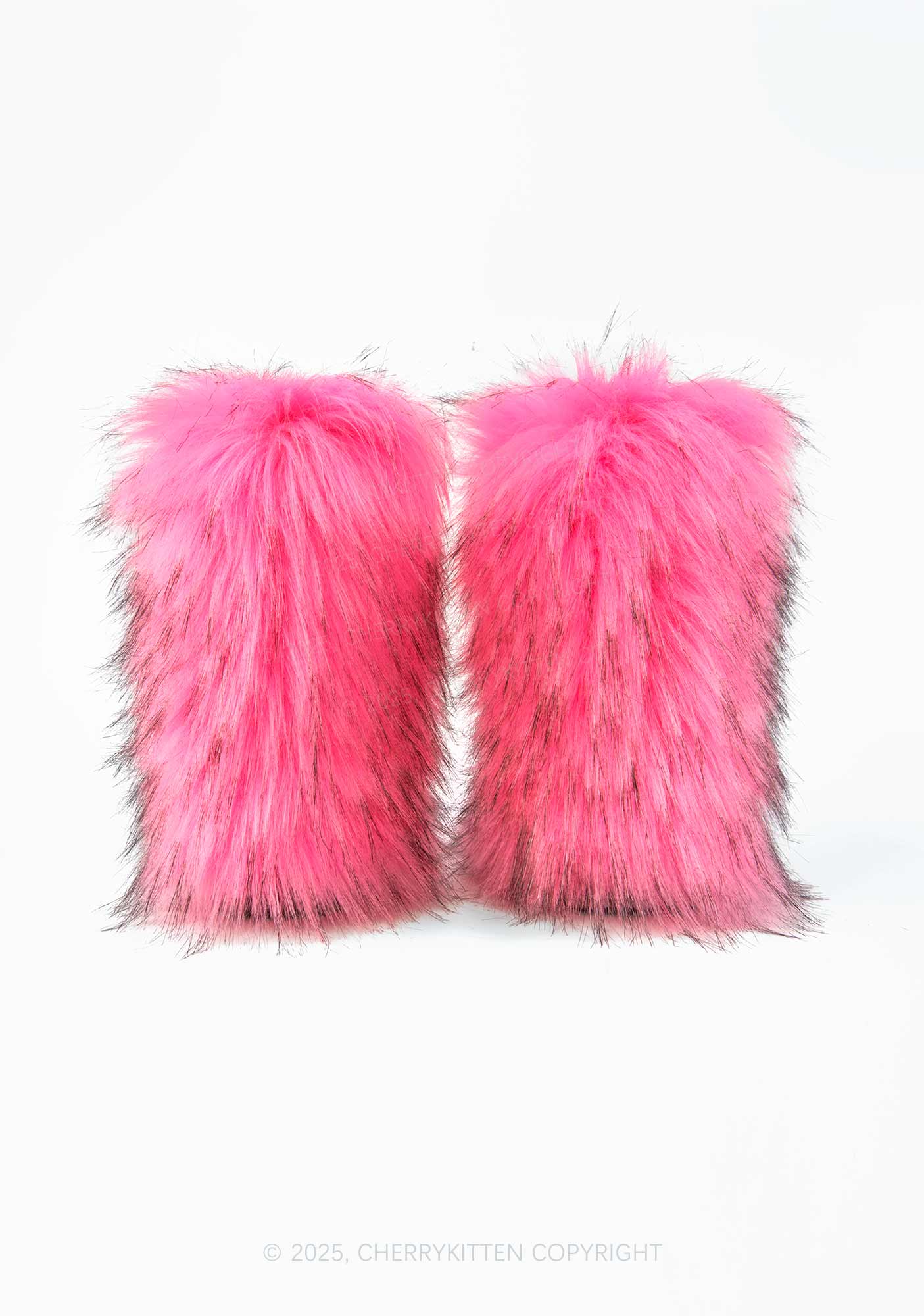 Hot Pink Faux Fur Y2K Mid Calf Boots Cherrykitten - Image 3