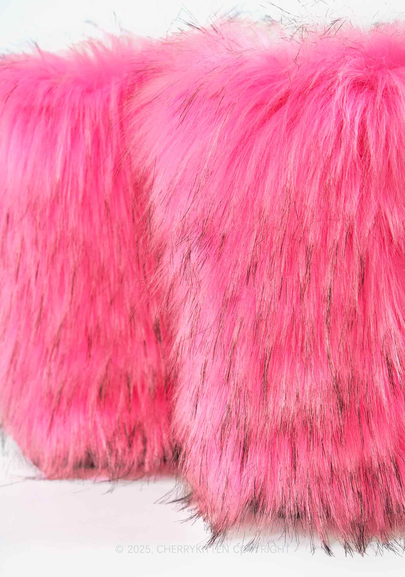 Hot Pink Faux Fur Y2K Mid Calf Boots Cherrykitten - Image 4