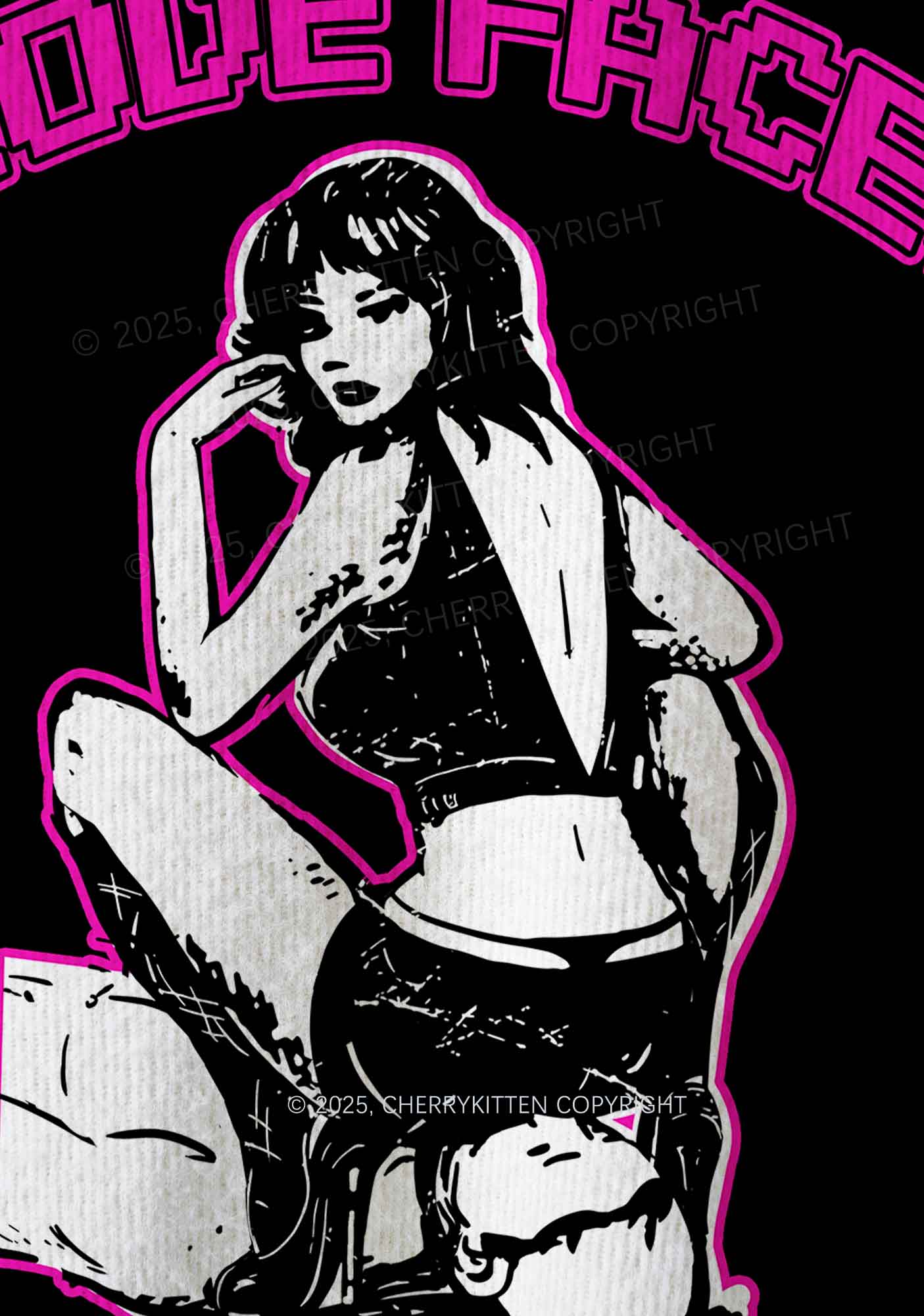 Hot Pink I Rode Faces Y2K Christmas Knit Sweatshirt Cherrykitten - Image 4