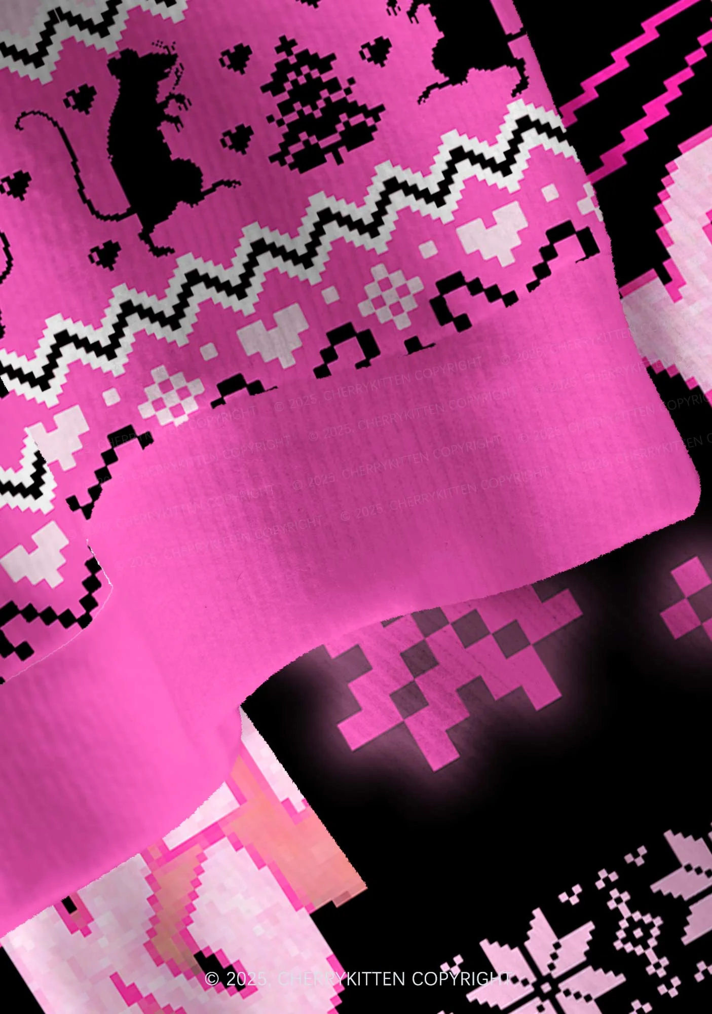 Hot Pink Ratz Y2K Christmas Cardigan Knit Sweatshirt Cherrykitten - Image 4