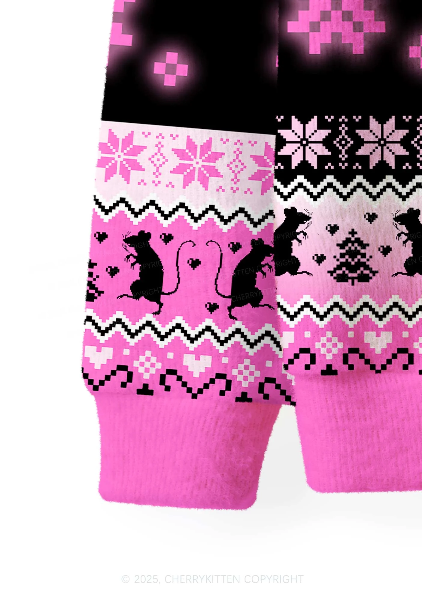 Hot Pink Ratz Y2K Christmas Cardigan Knit Sweatshirt Cherrykitten - Image 6