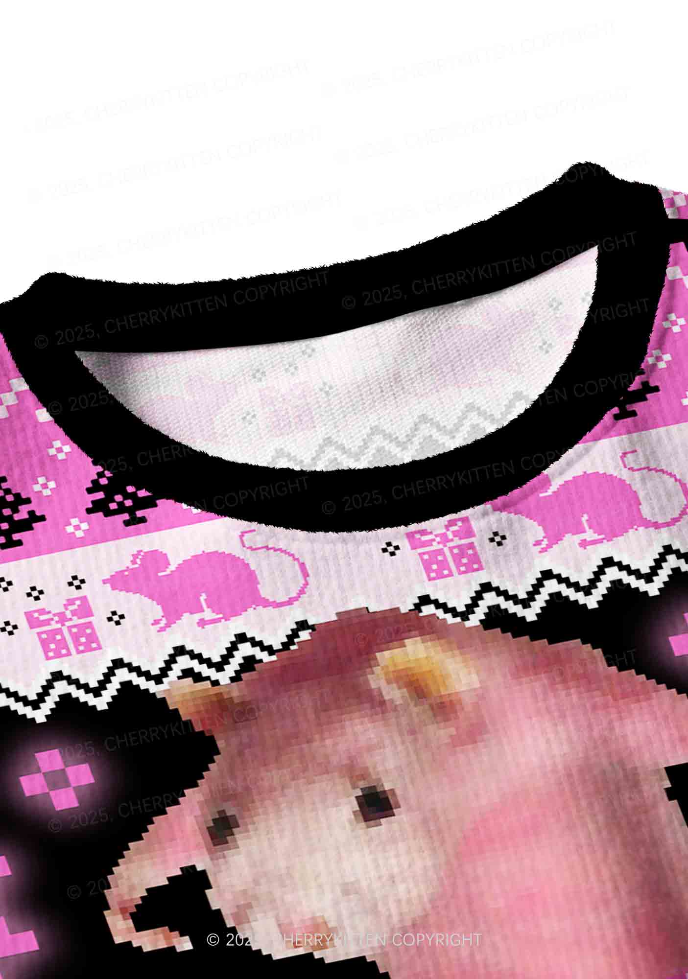 Hot Pink Ratz Y2K Christmas Crop Knit Sweatshirt Cherrykitten - Image 4