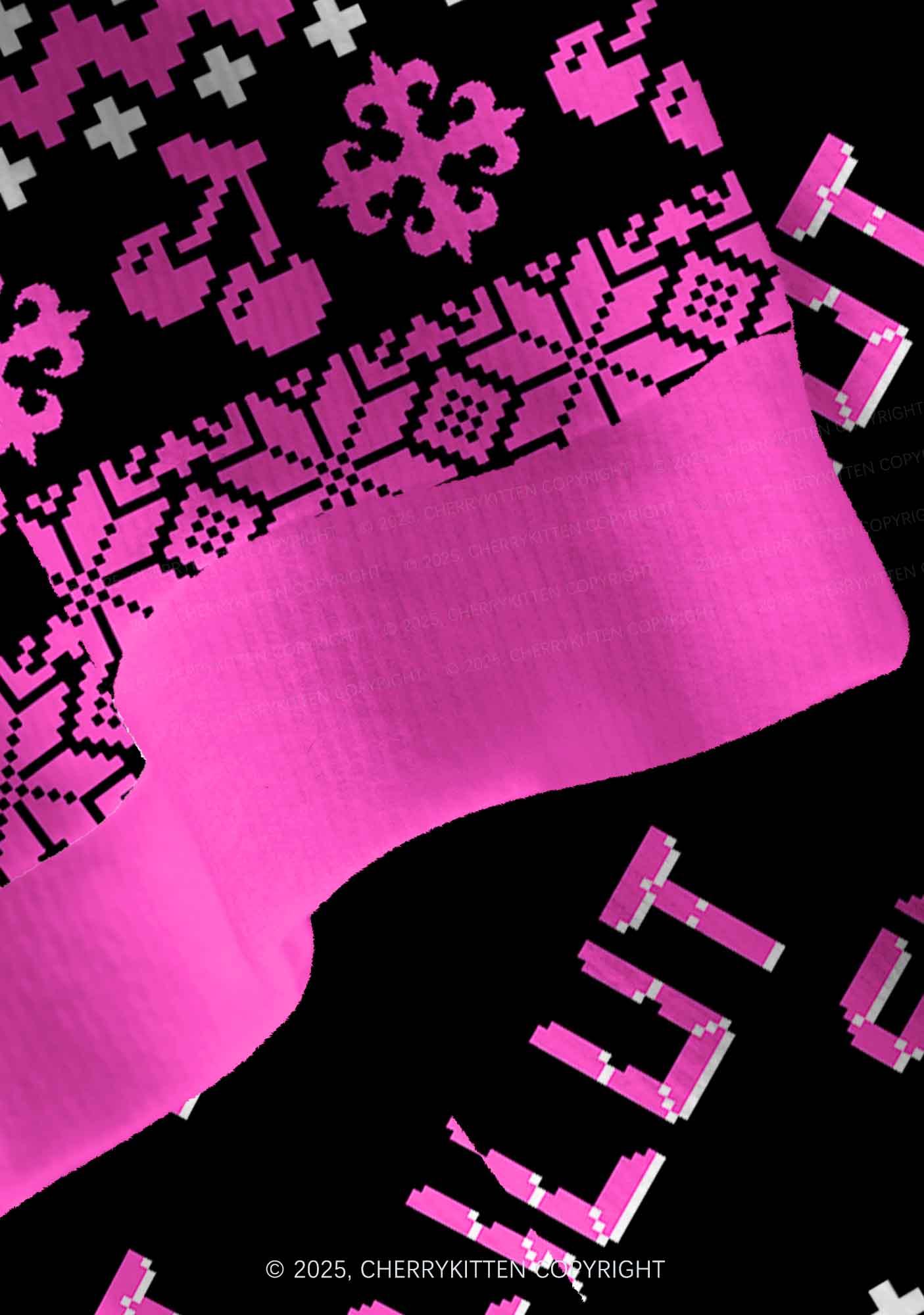 Hot Pink Slxt Y2K Christmas Cardigan Knit Sweatshirt Cherrykitten - Image 4