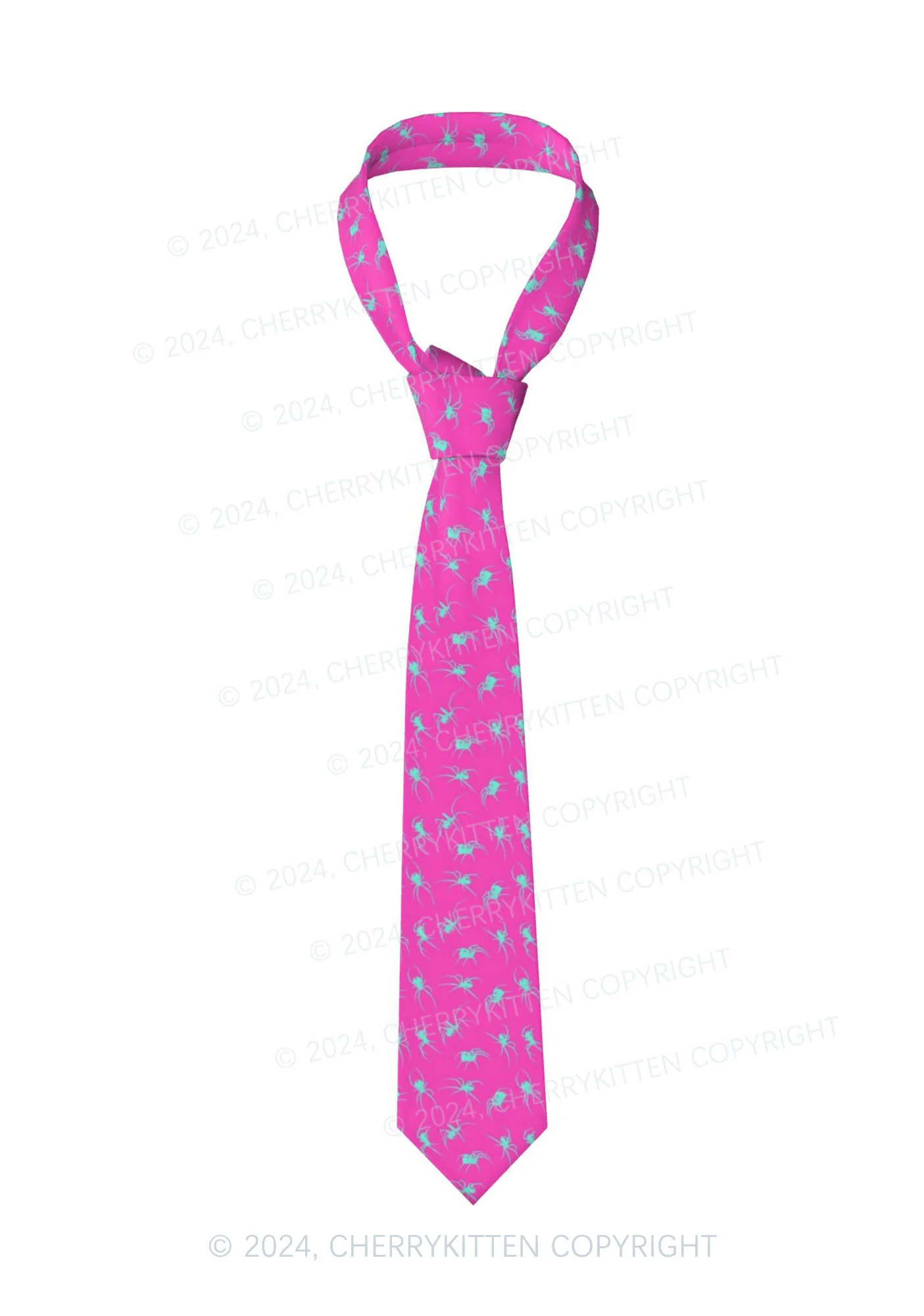 Hot Pink Spider Y2K Necktie Cherrykitten - Image 3
