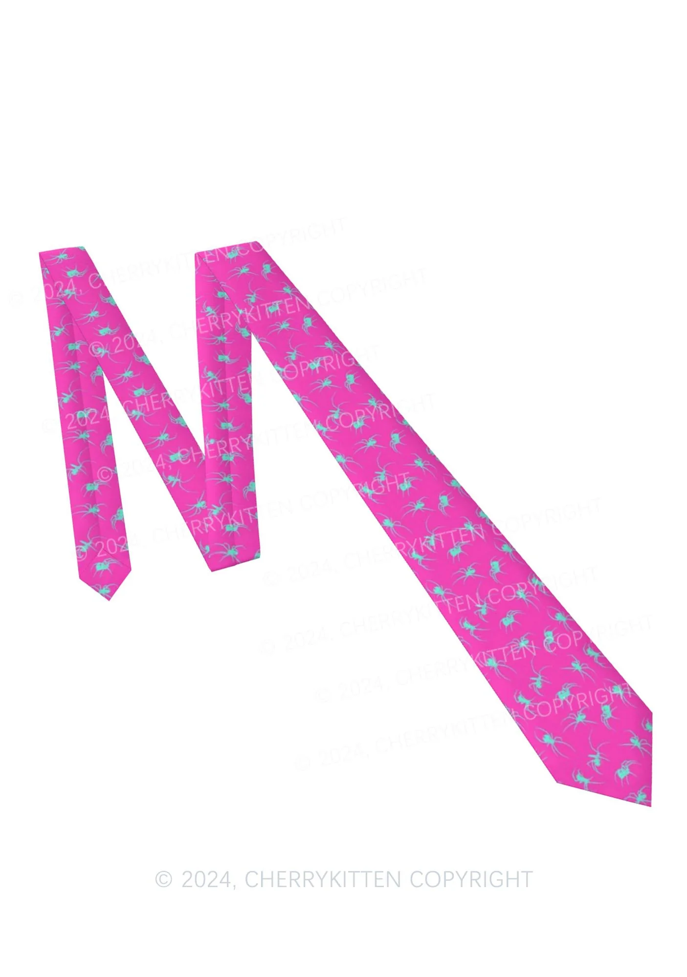 Hot Pink Spider Y2K Necktie Cherrykitten - Image 4