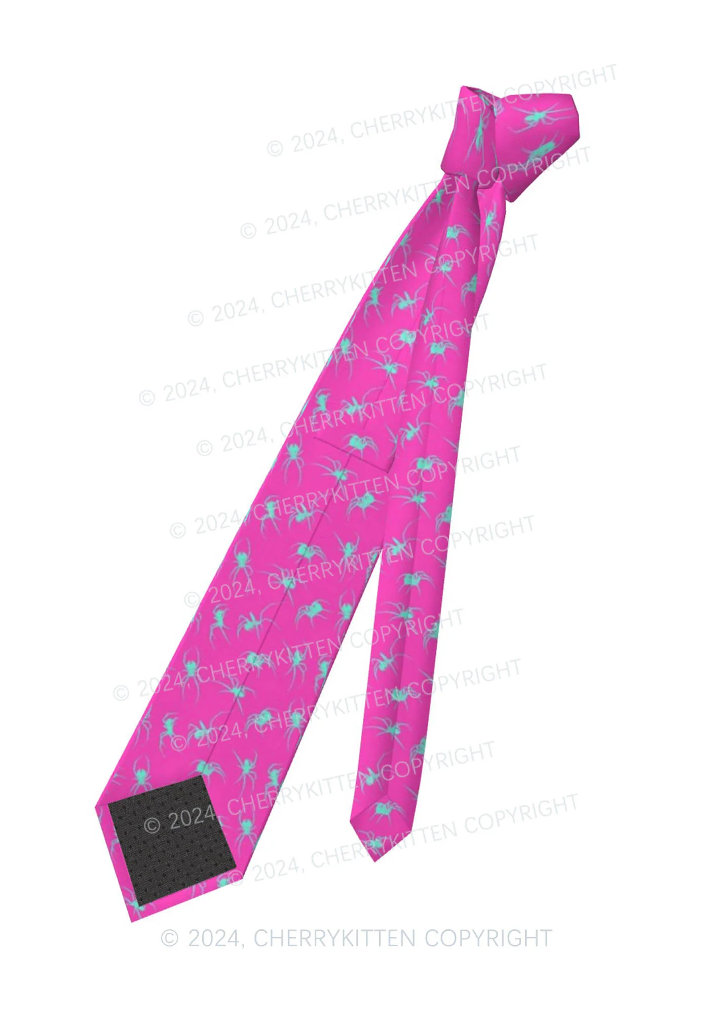 Hot Pink Spider Y2K Necktie Cherrykitten - Image 5