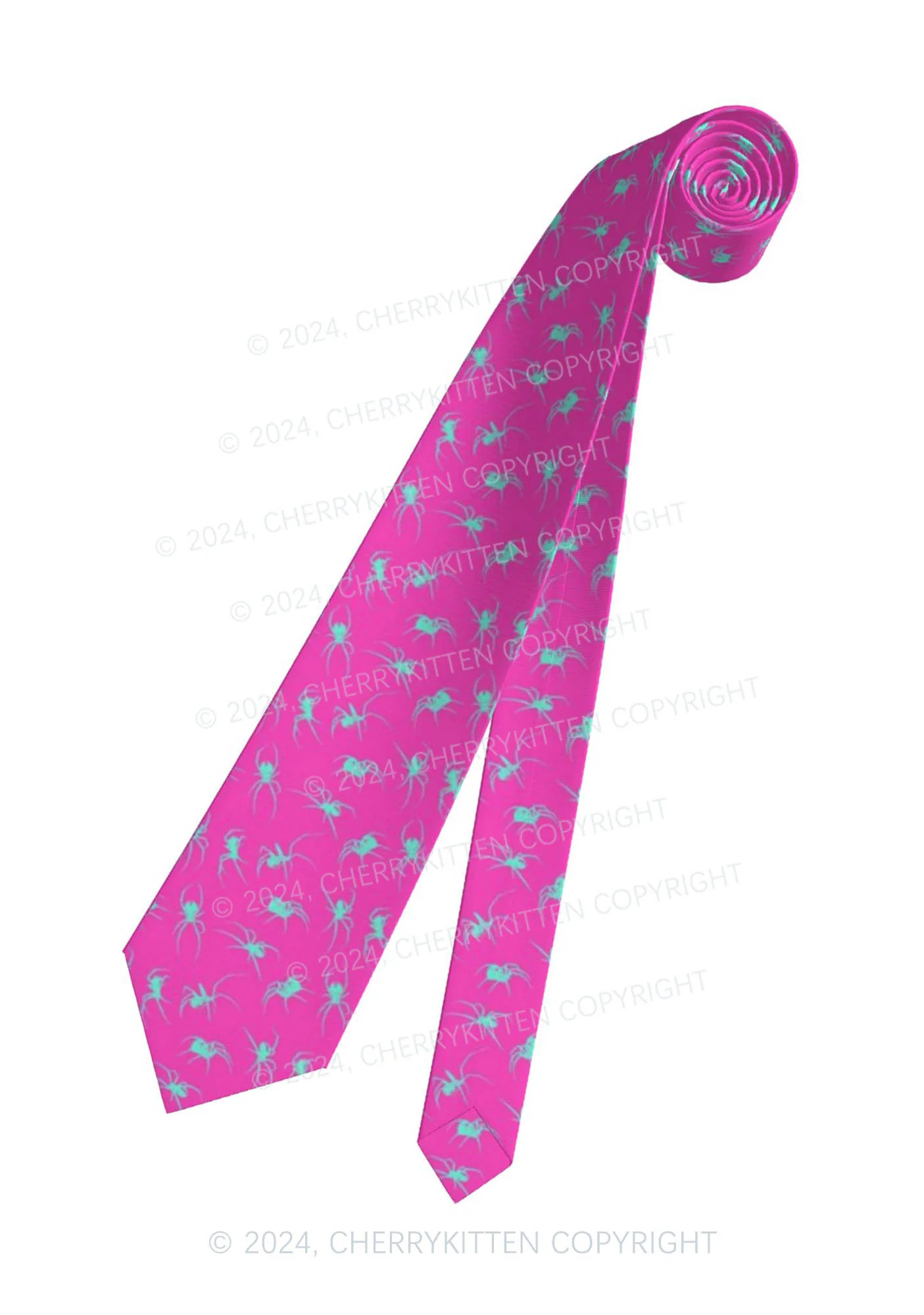 Hot Pink Spider Y2K Necktie Cherrykitten - Image 6
