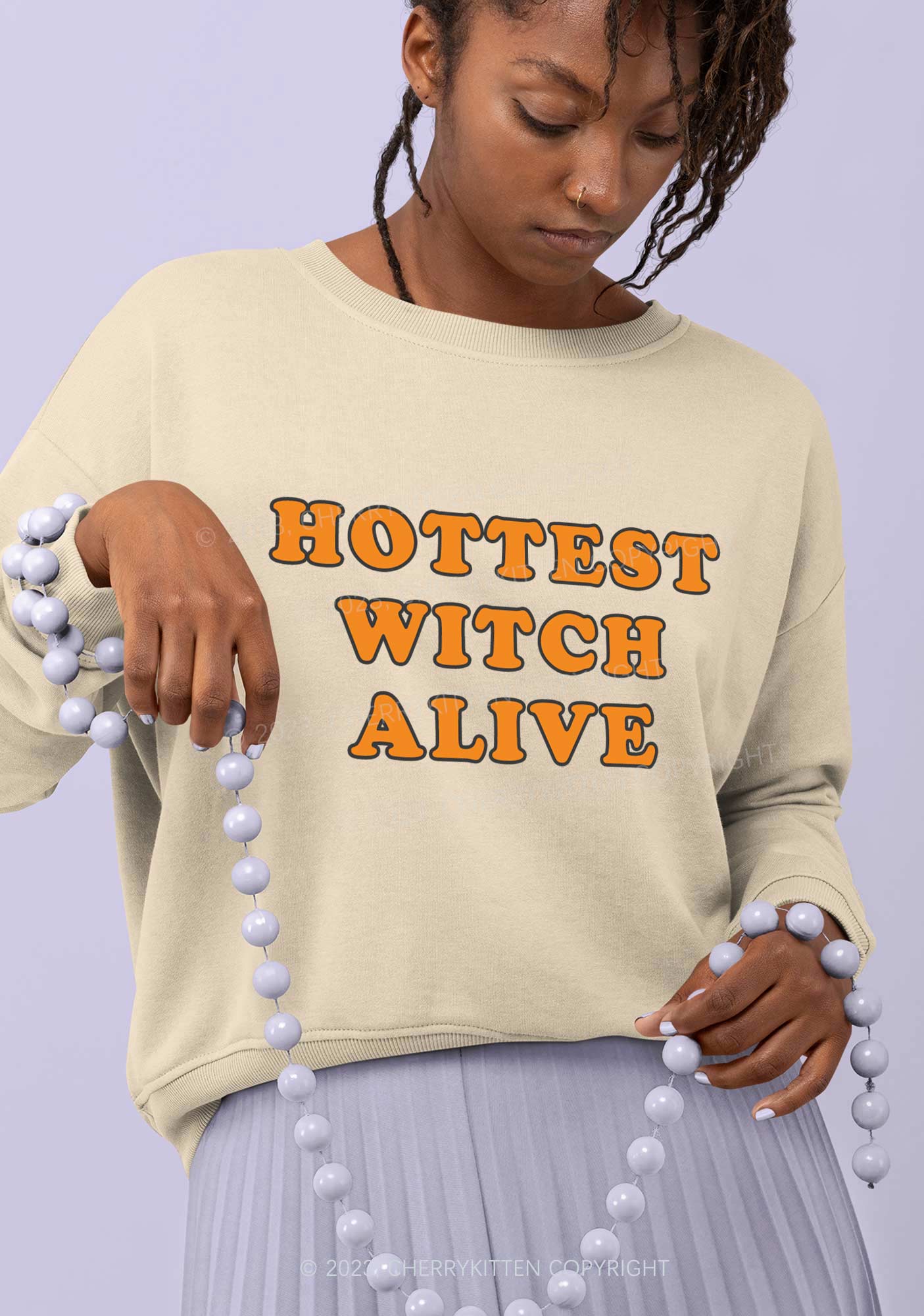 Hottest Witch Alive Halloween Y2K Sweatshirt Cherrykitten - Image 2