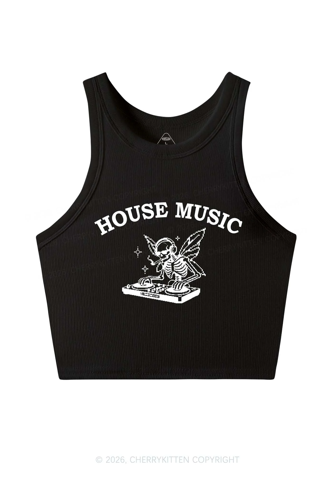 House Music Skeleton Y2K Crop Tank Top Cherrykitten - Image 3