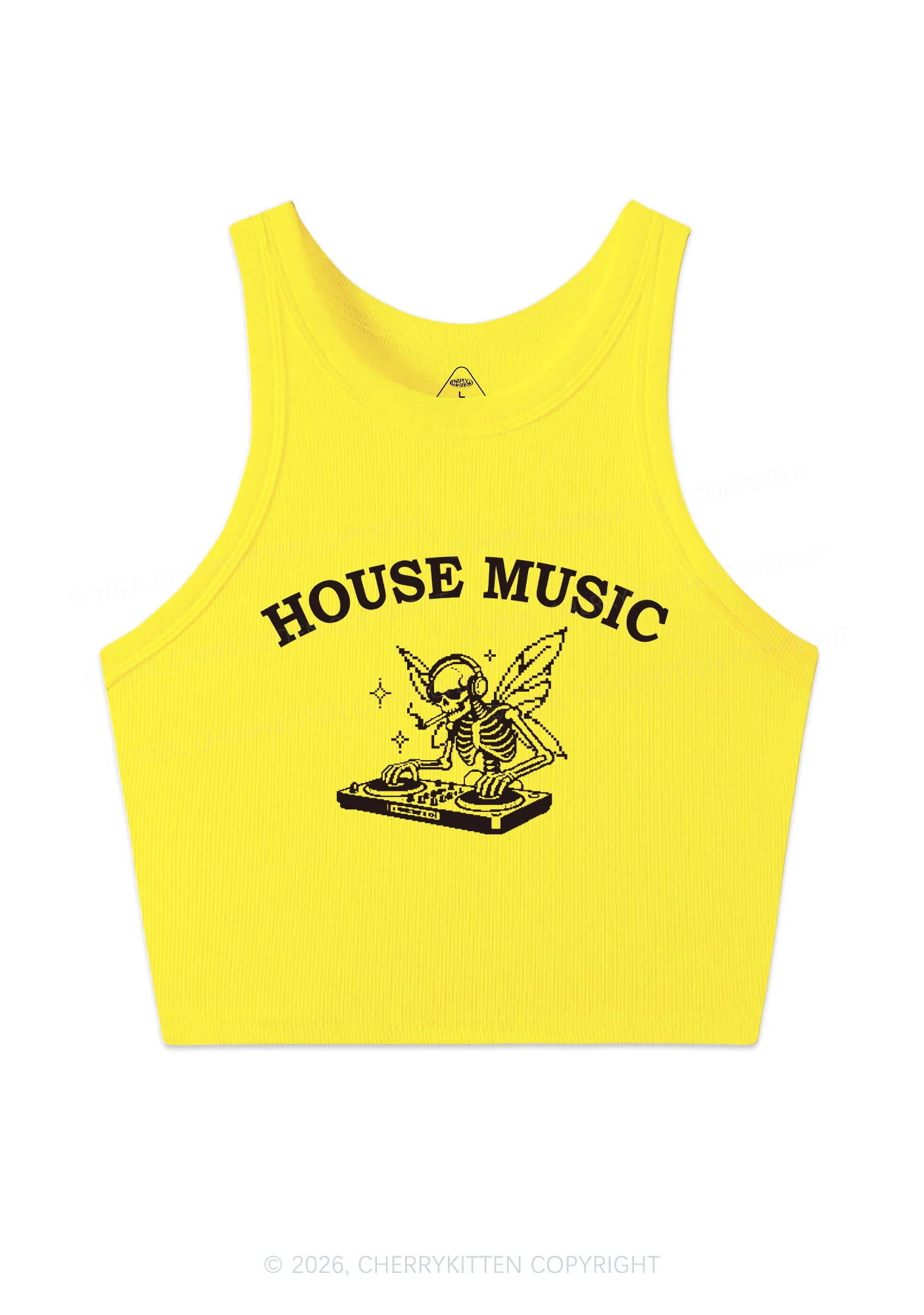 House Music Skeleton Y2K Crop Tank Top Cherrykitten - Image 4