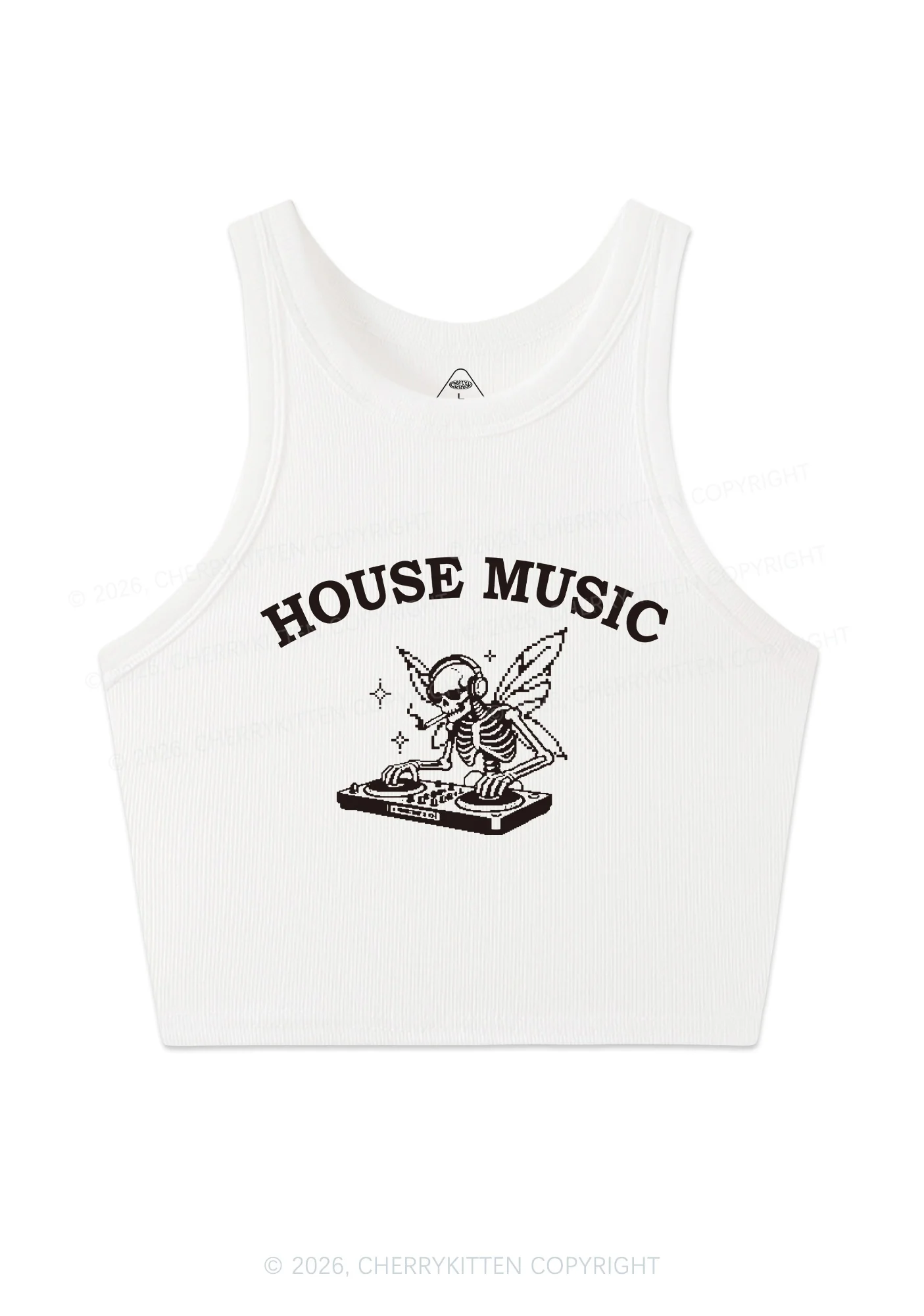 House Music Skeleton Y2K Crop Tank Top Cherrykitten - Image 5