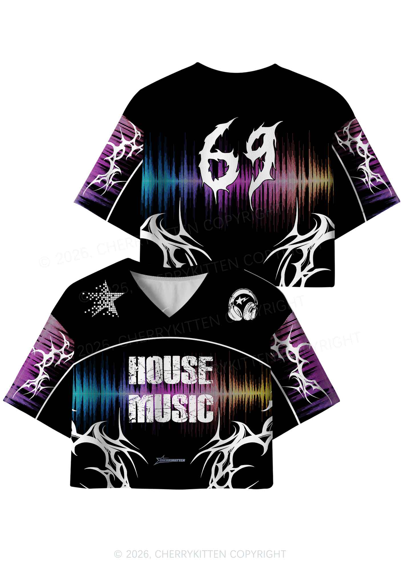 House Music Y2K Crop Sport Jersey Shirts Cherrykitten - Image 5