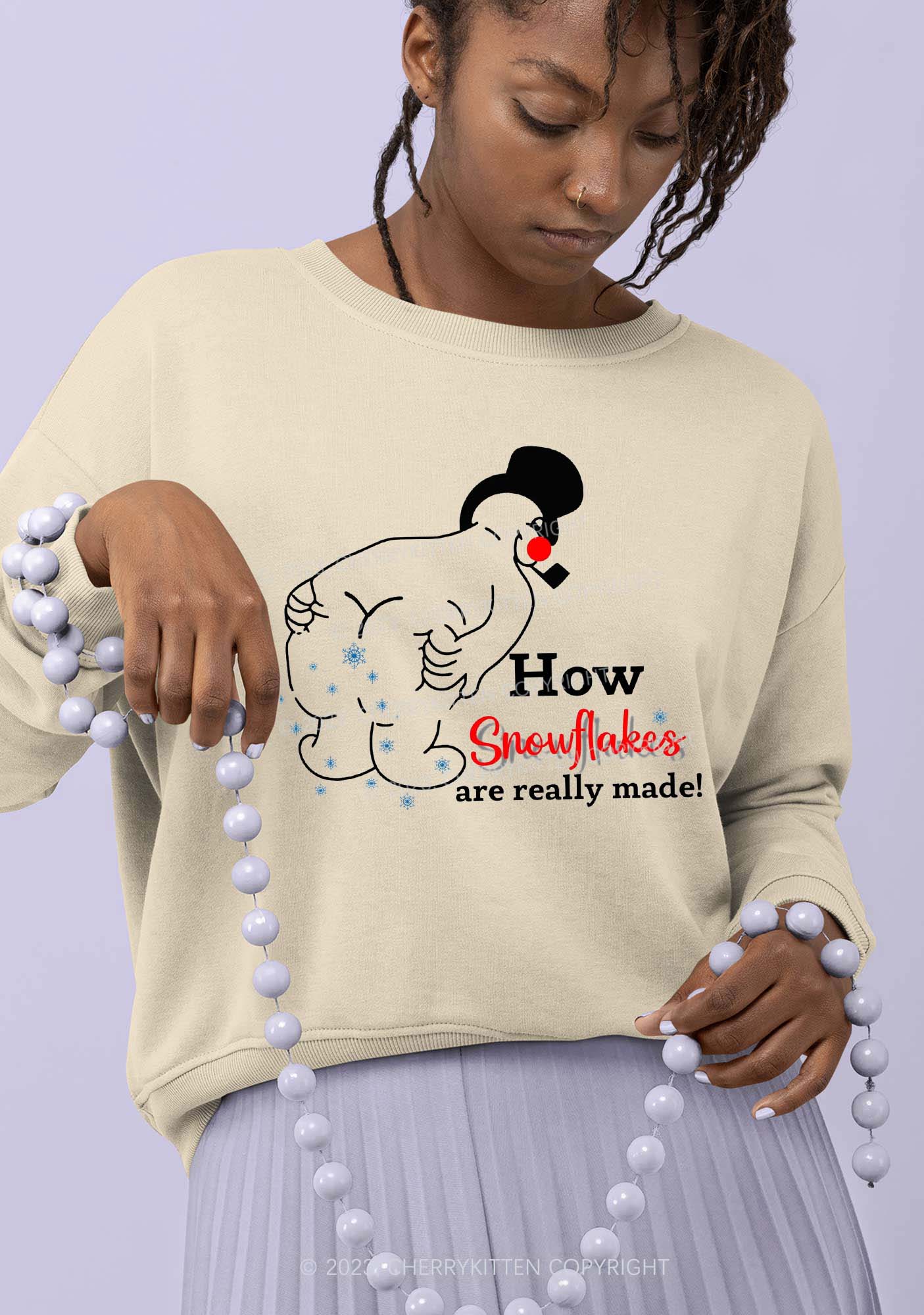 How Snowflakes Are Really Made Christmas Y2K Sweatshirt Cherrykitten - Image 2