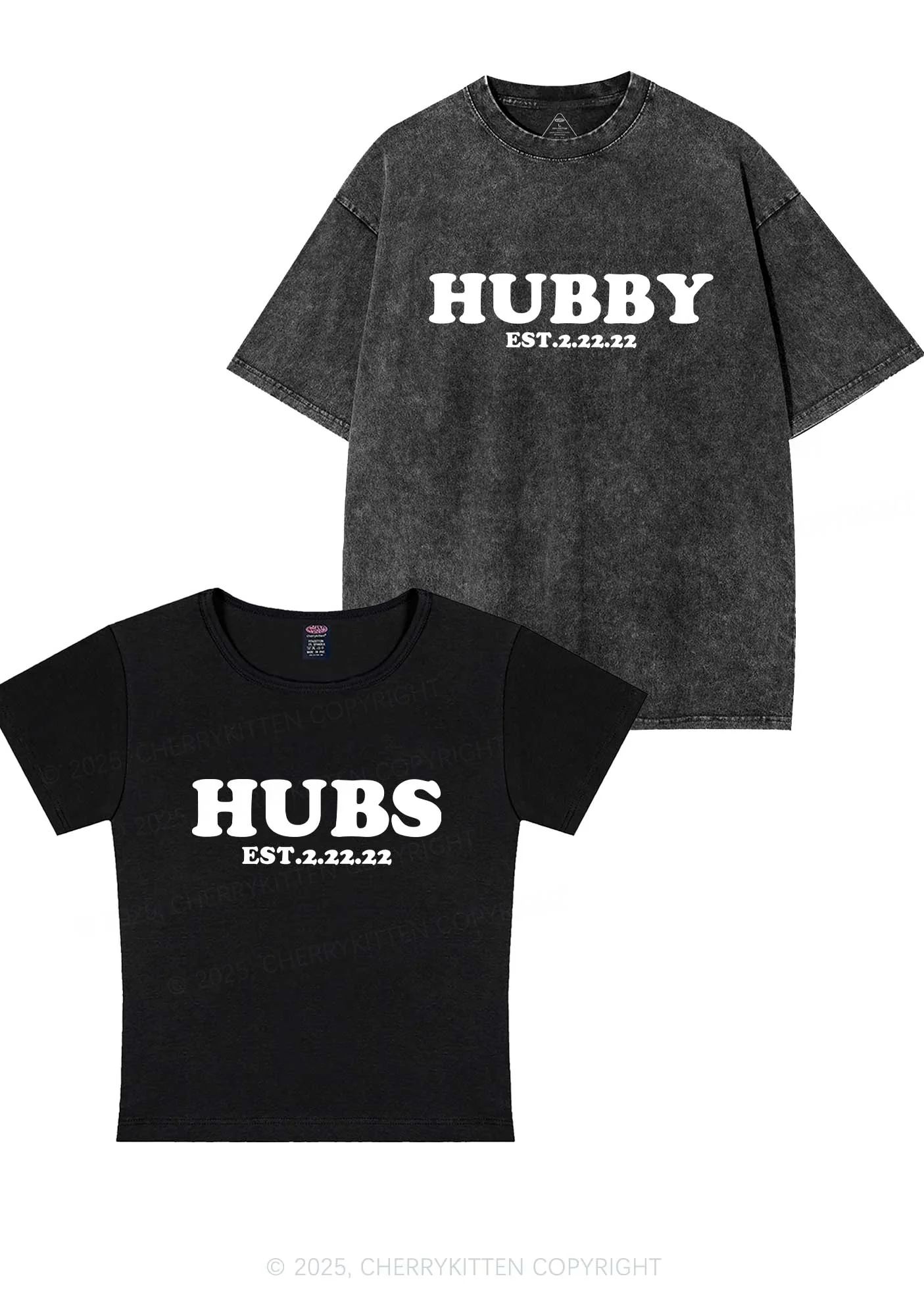 Hubs Hubby Y2K Valentine's Day Couple Shirt Cherrykitten - Image 4