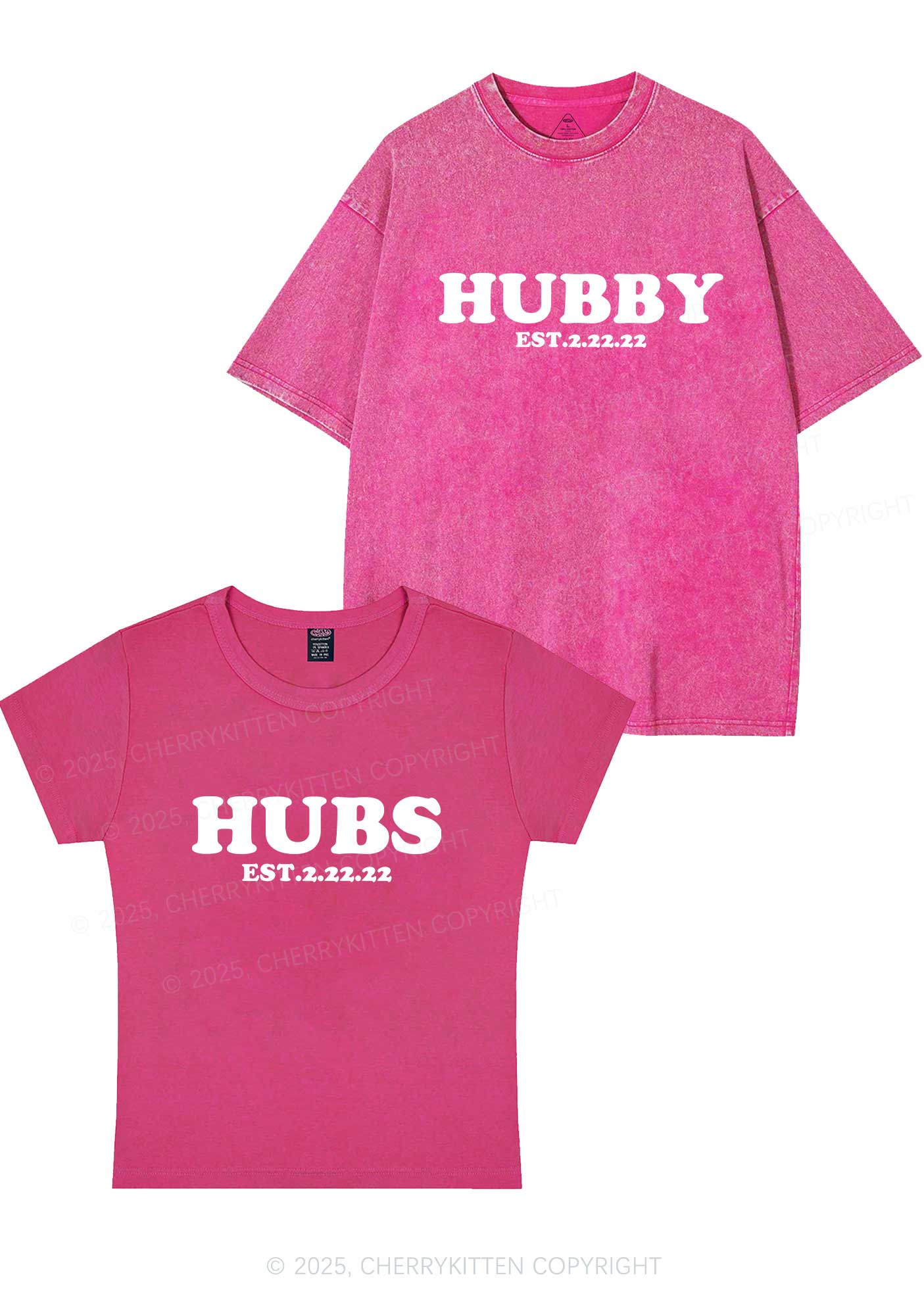 Hubs Hubby Y2K Valentine's Day Couple Shirt Cherrykitten - Image 5