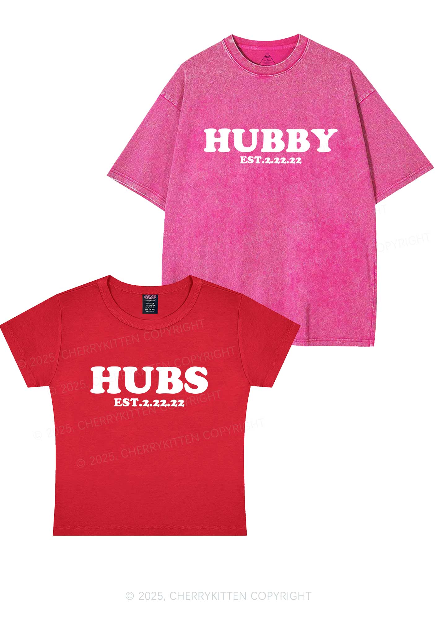 Hubs Hubby Y2K Valentine's Day Couple Shirt Cherrykitten - Image 8