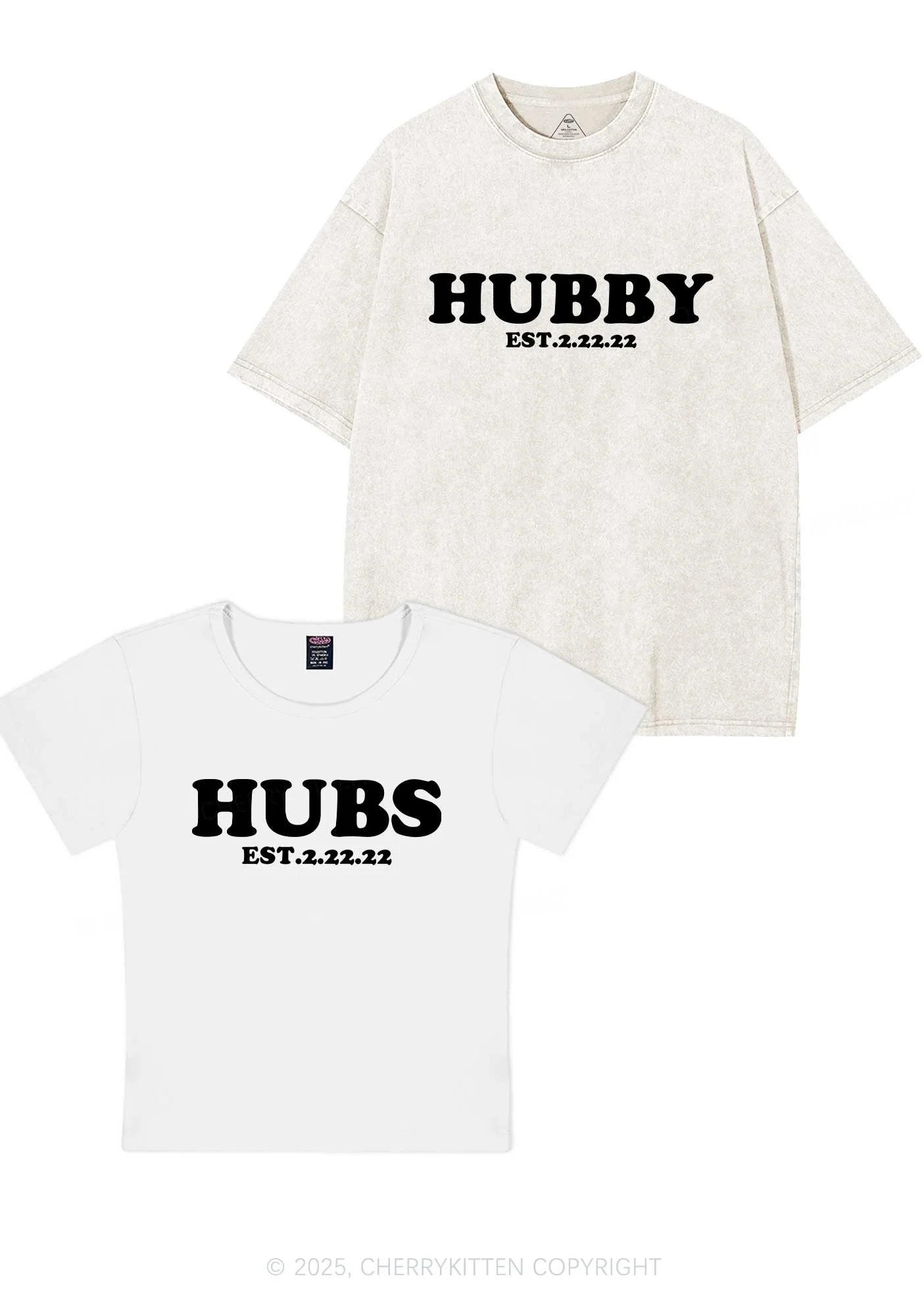 Hubs Hubby Y2K Valentine's Day Couple Shirt Cherrykitten - Image 9