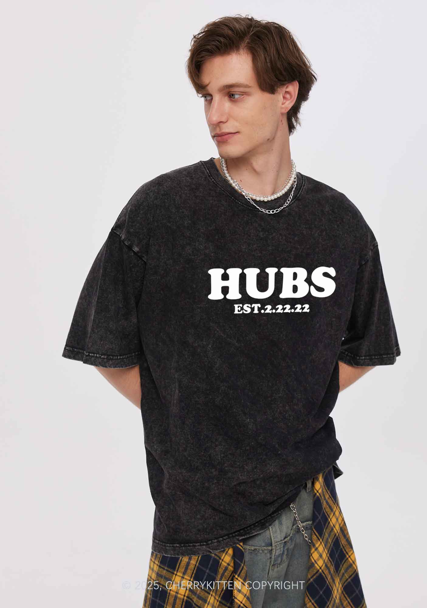Hubs Hubby Y2K Valentine's Day Washed Tee Cherrykitten - Image 2