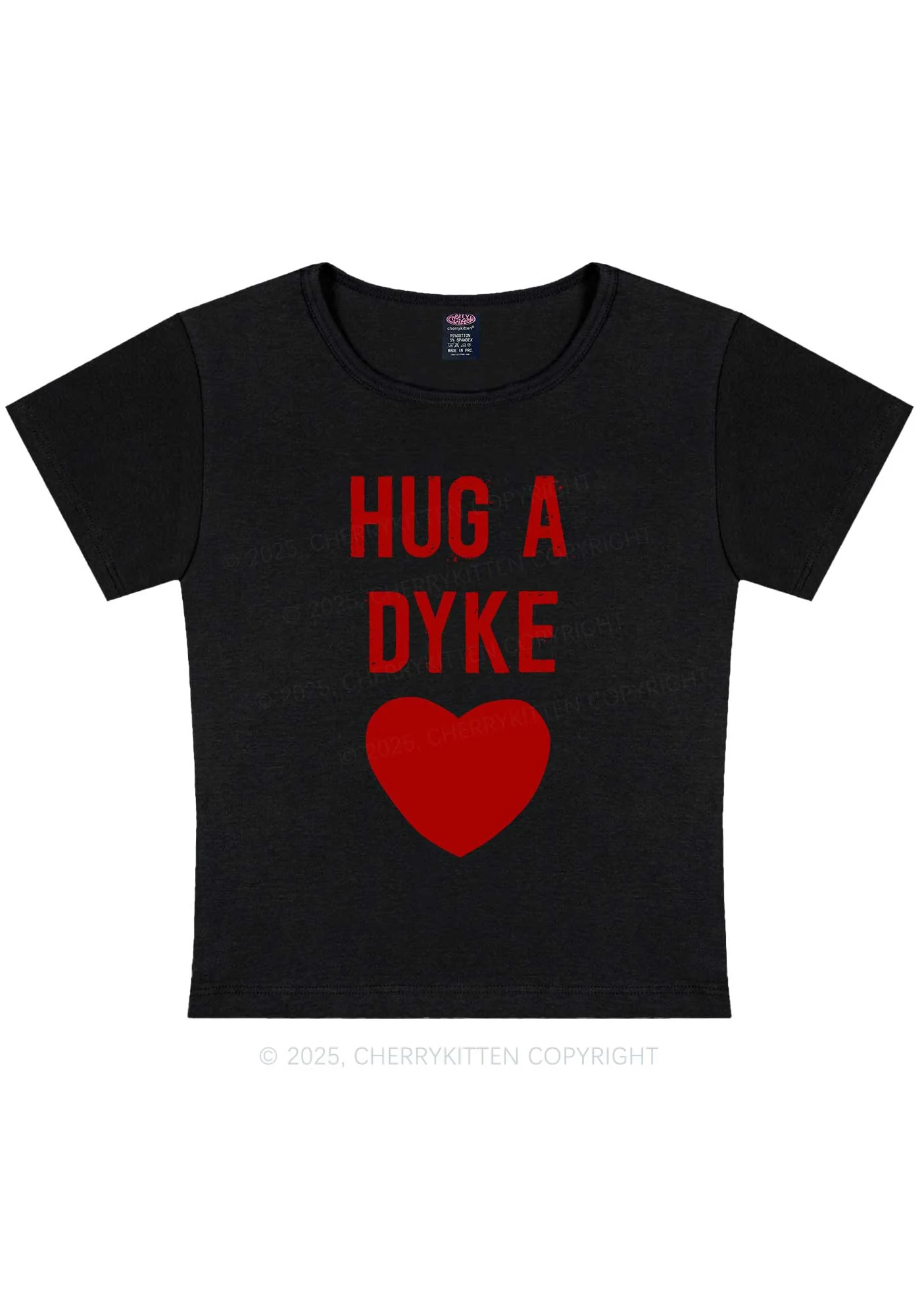Hug A Dyke Y2K Baby Tee Cherrykitten - Image 4