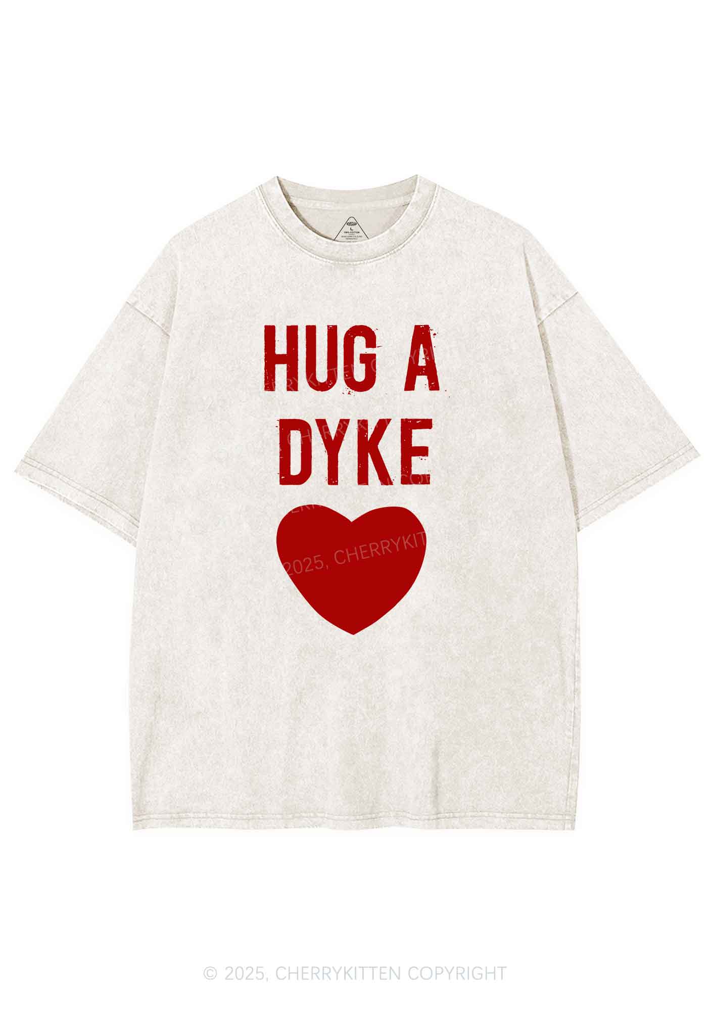 Hug A Dyke Y2K Shirts Washed Tee Cherrykitten - Image 3