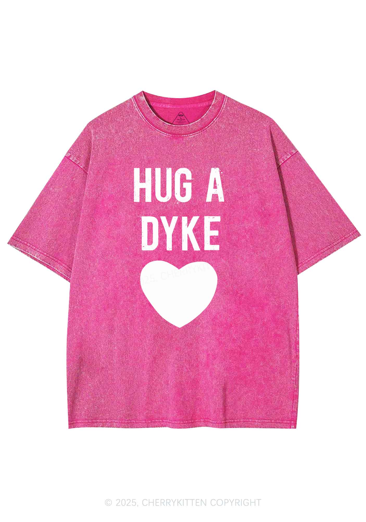 Hug A Dyke Y2K Shirts Washed Tee Cherrykitten - Image 4