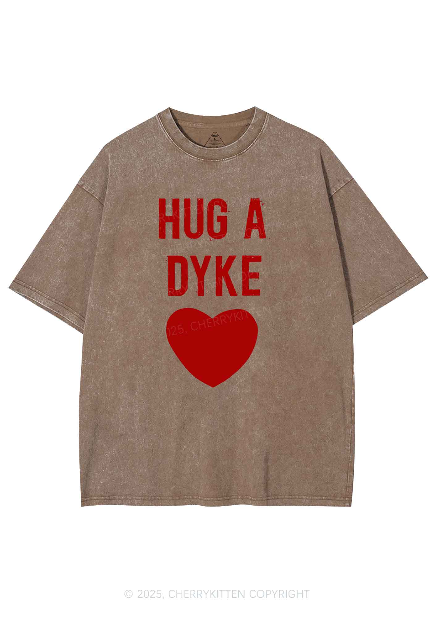 Hug A Dyke Y2K Shirts Washed Tee Cherrykitten - Image 6