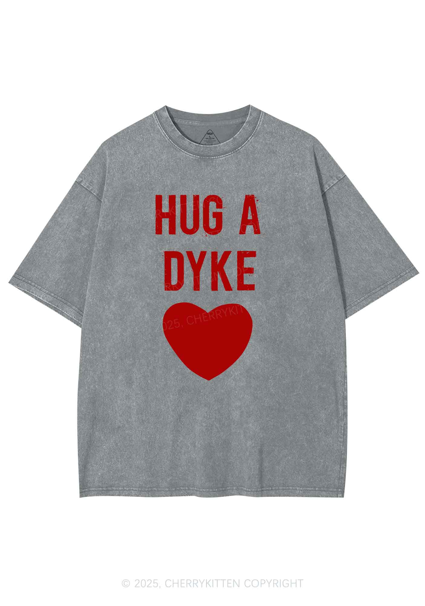 Hug A Dyke Y2K Shirts Washed Tee Cherrykitten - Image 7