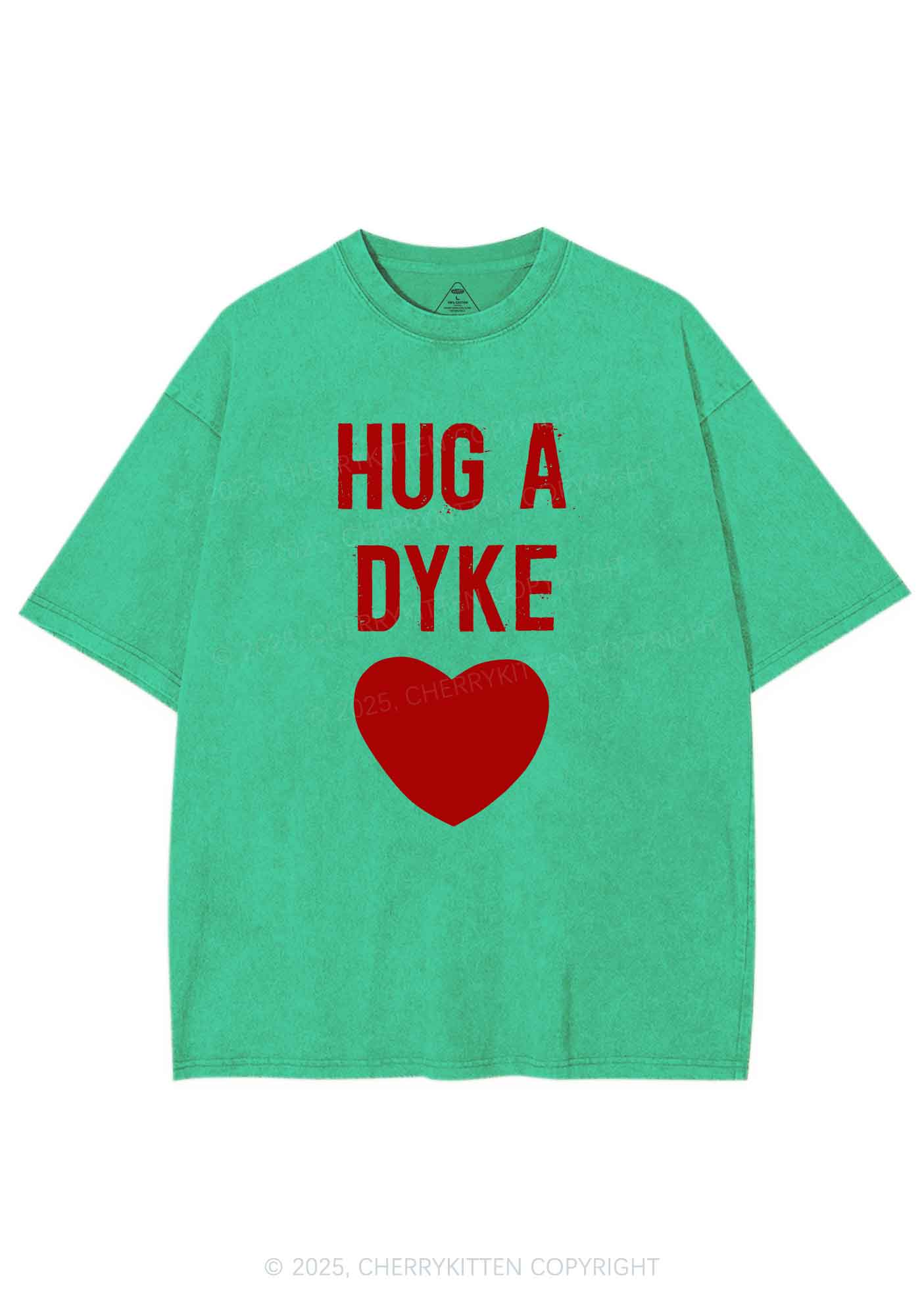 Hug A Dyke Y2K Shirts Washed Tee Cherrykitten - Image 8