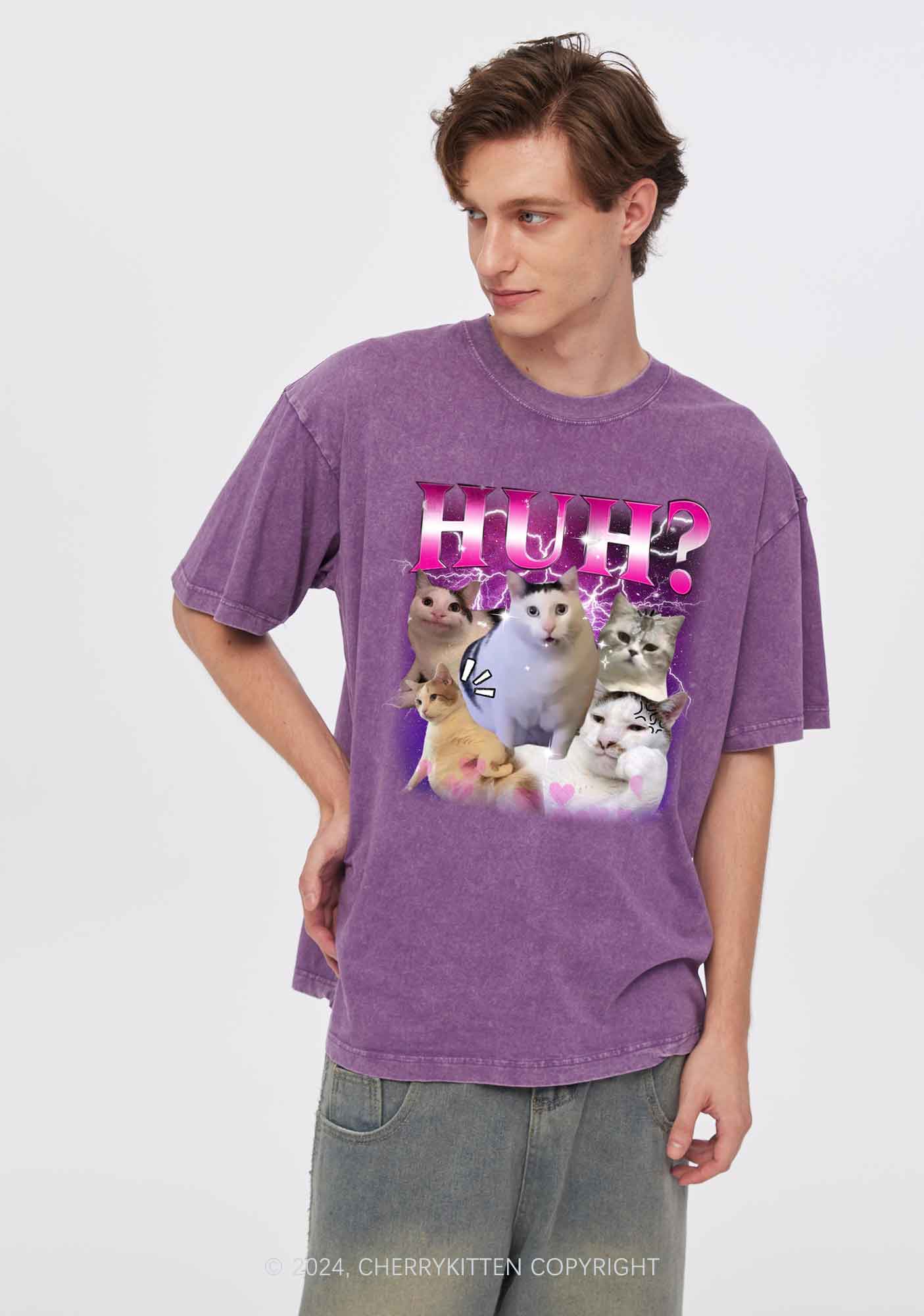 Huh Cat Y2K Washed Tee Cherrykitten - Image 2