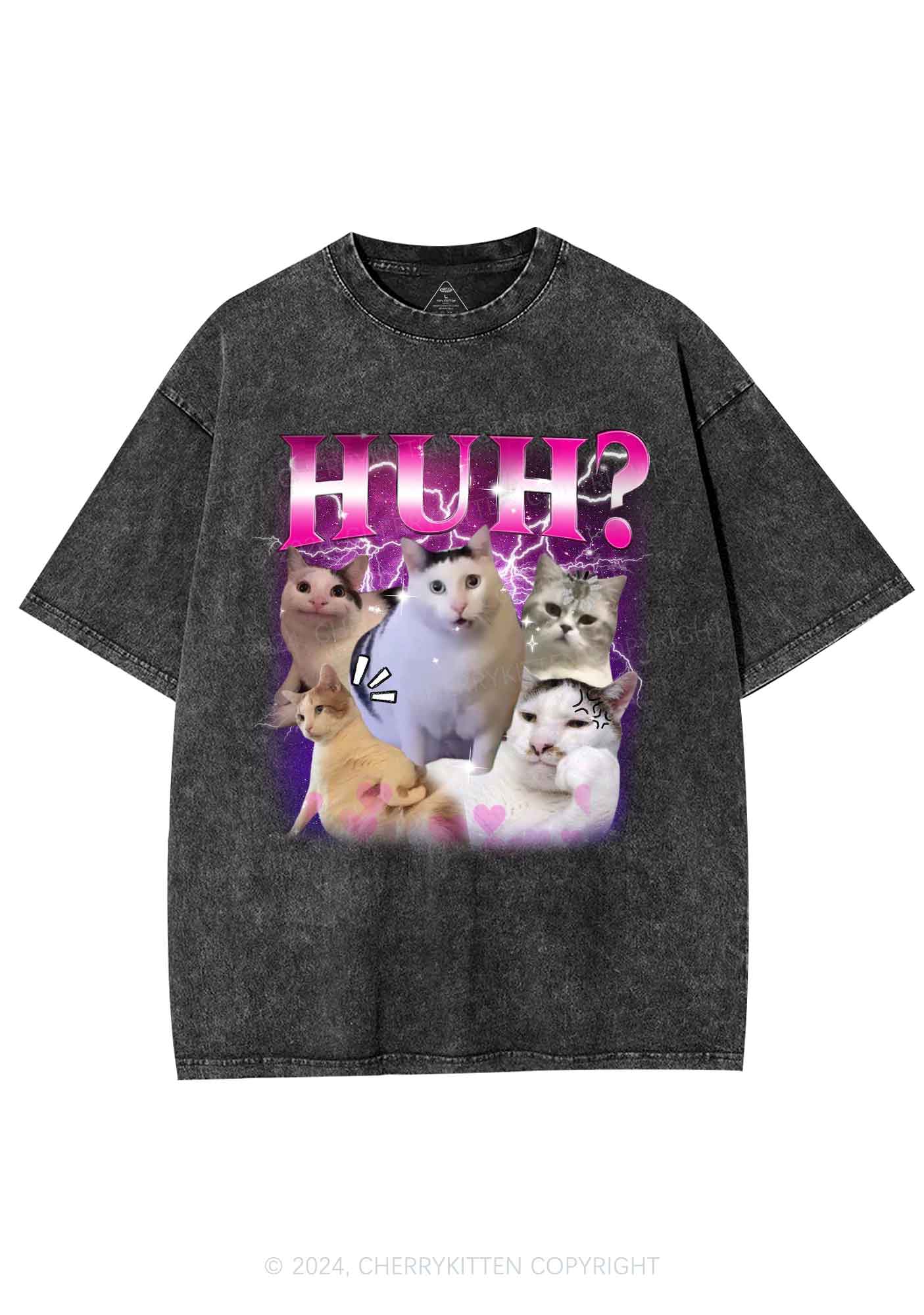 Huh Cat Y2K Washed Tee Cherrykitten - Image 4