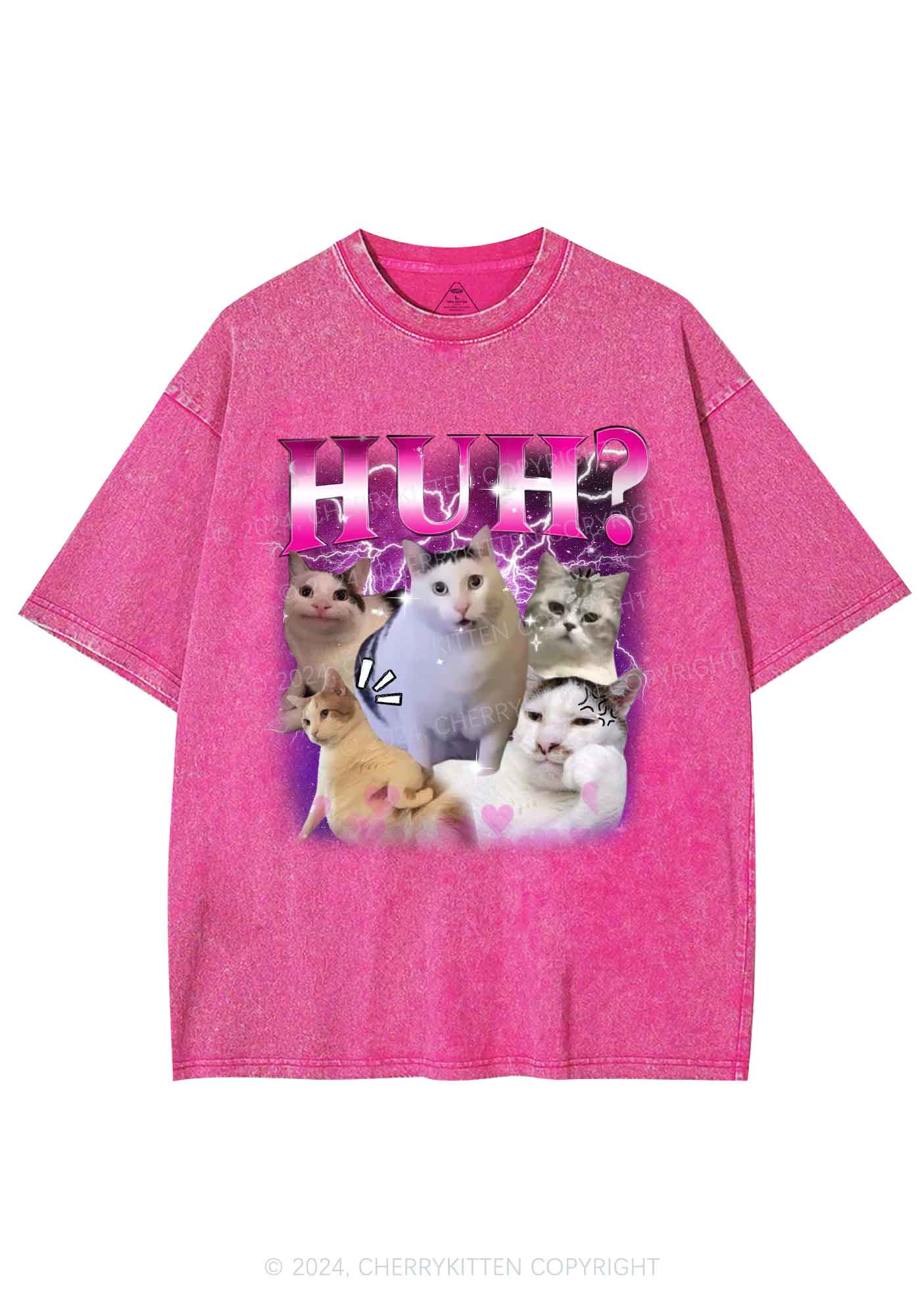 Huh Cat Y2K Washed Tee Cherrykitten - Image 5