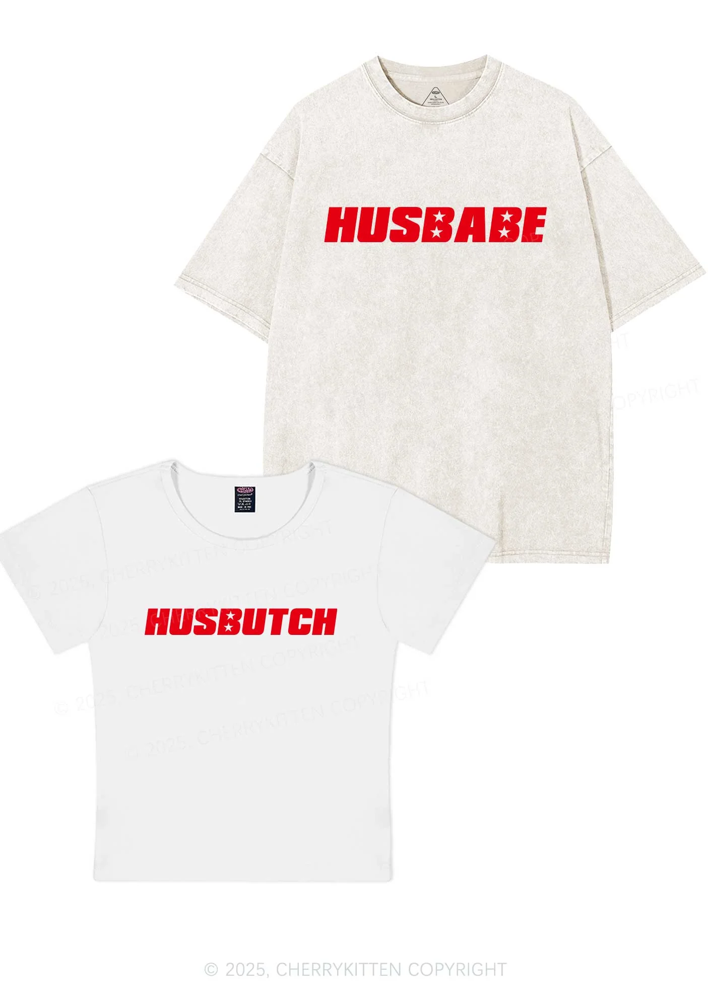 Husbabe Husbutch Y2K Valentine's Day Couple Shirt Cherrykitten - Image 7