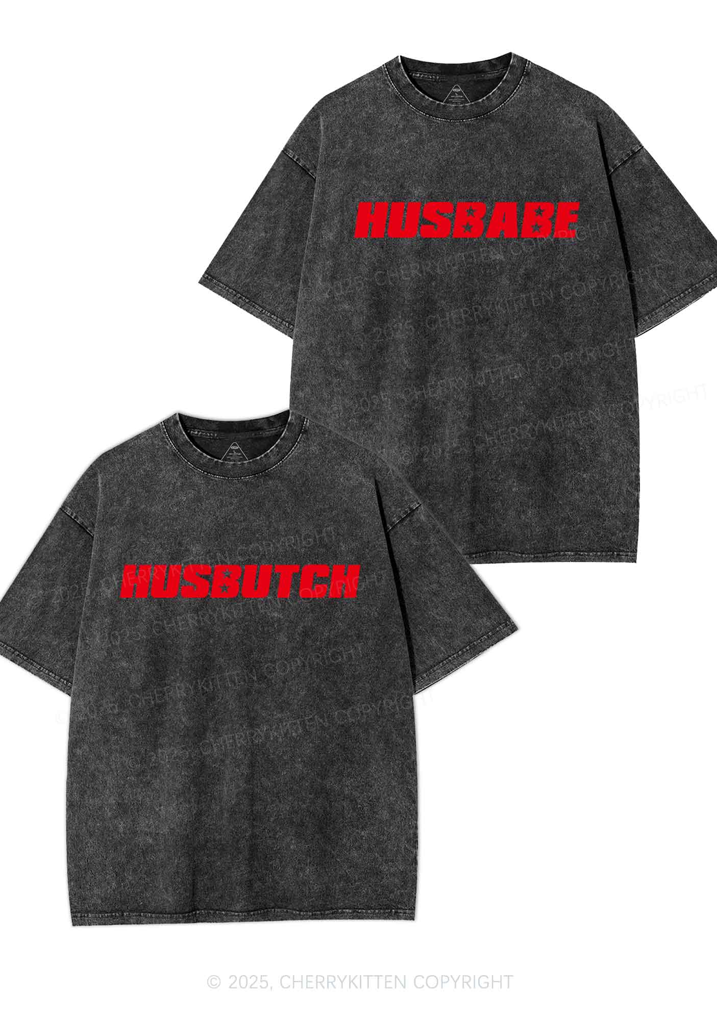 Husbabe Husbutch Y2K Valentine's Day Washed Tee Cherrykitten - Image 4