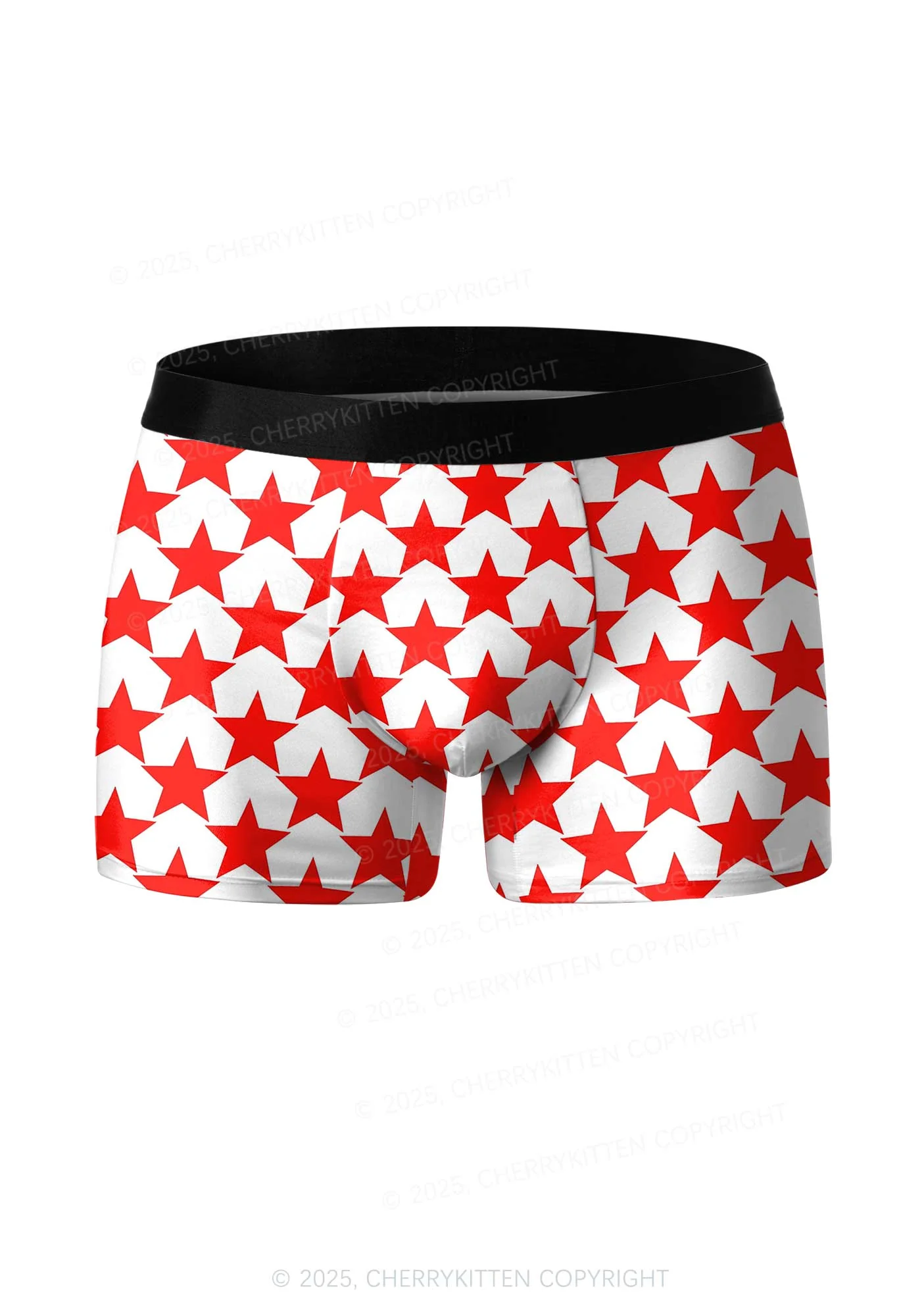 Hyper Red Stars Valentine's Day Y2K Print Couples Boxer Briefs Set Cherrykitten - Image 2