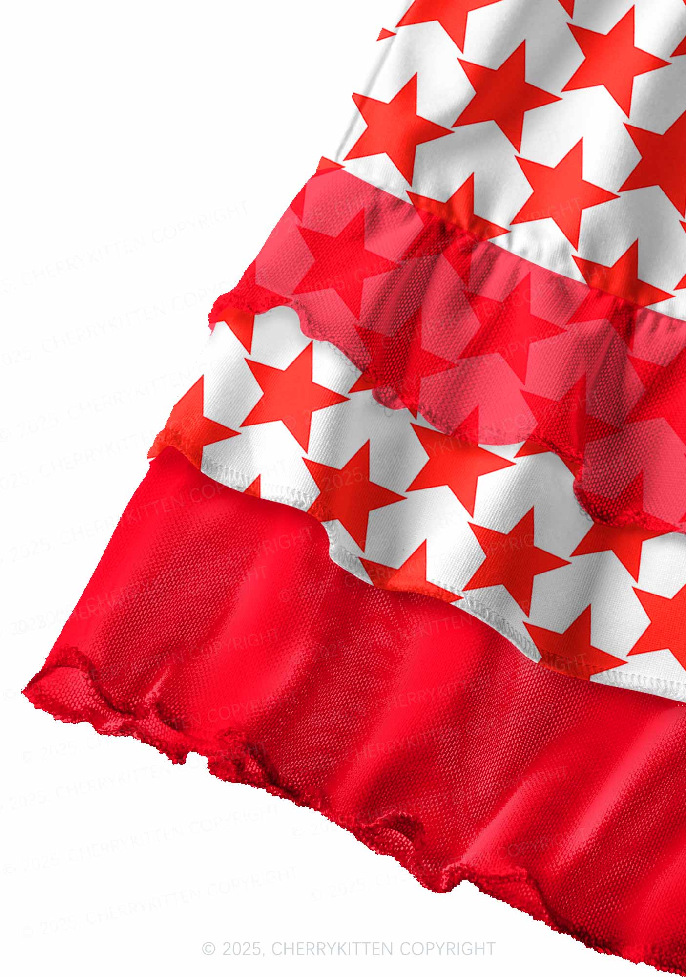 Hyper Red Stars Valentine's Day Y2K Print Mini Layered Skirt Cherrykitten - Image 2