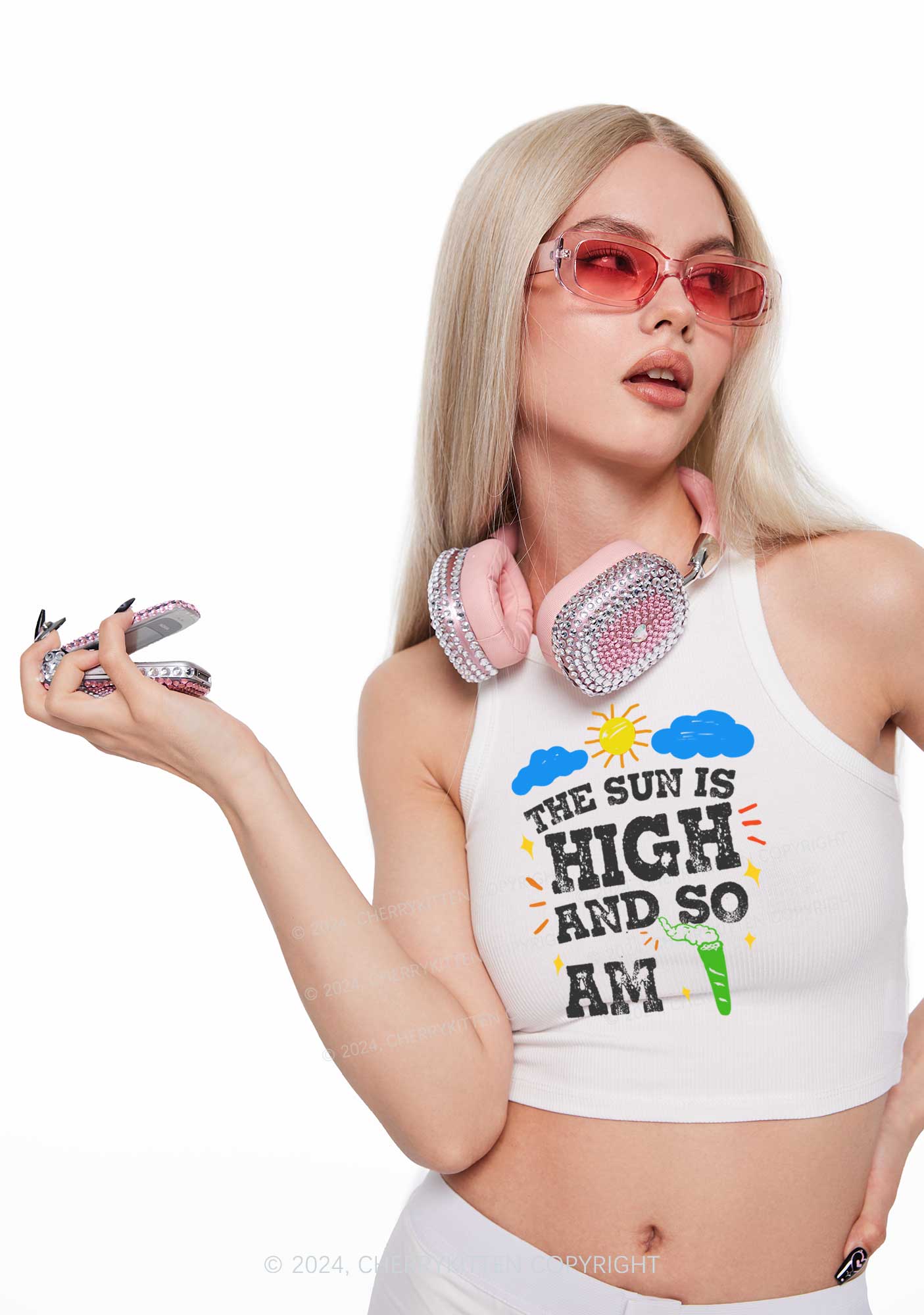 I Am High Y2K Crop Tank Top Cherrykitten - Image 2